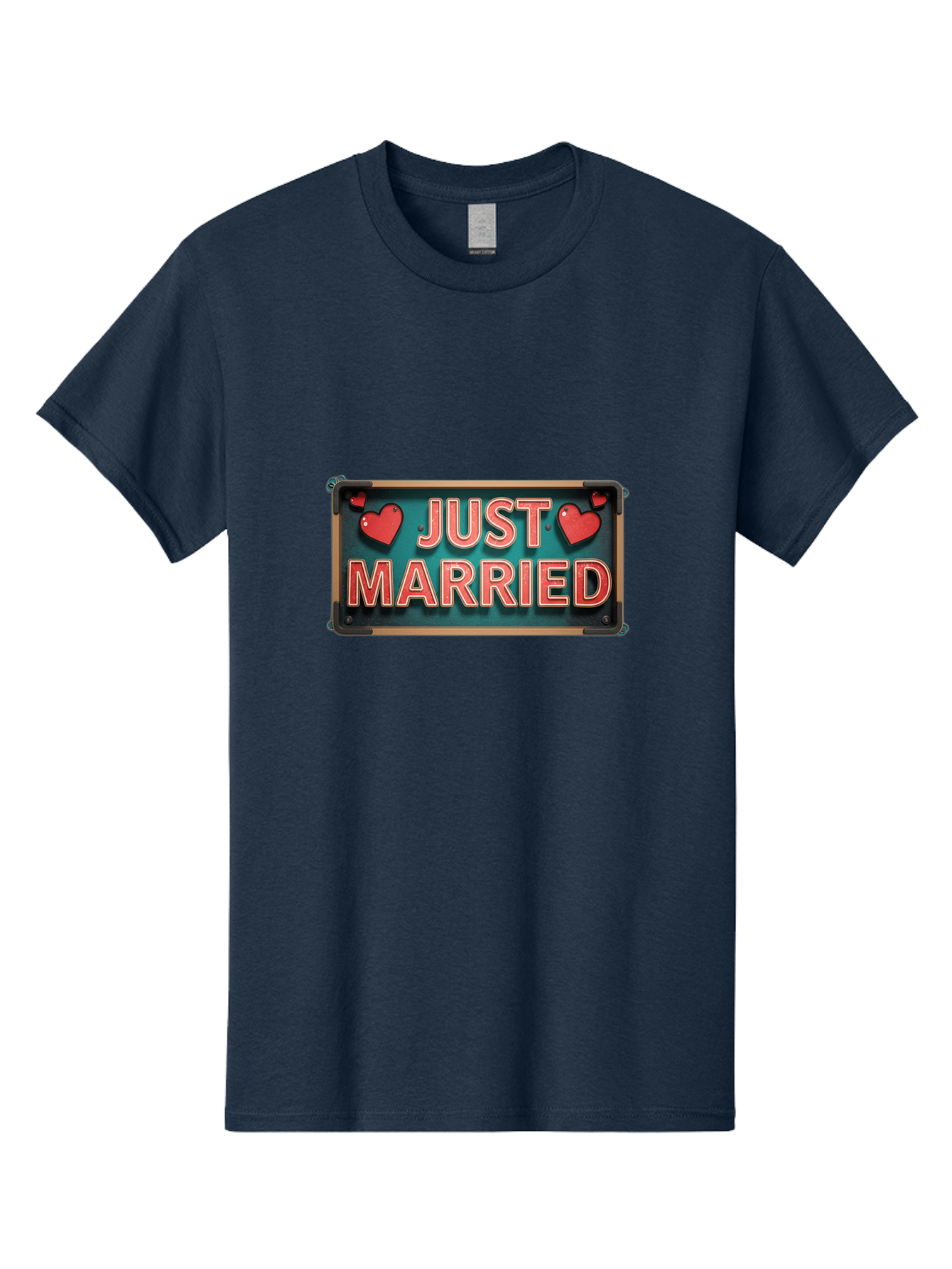 Just-Married-4 Men'S Graphic Tee, 100% Cotton, Comfortable Casual Summer Wear, Machine Washable, Just Married Sign, Red Hearts, Romantic Symbols, Love Decoration, Wedding Celebration, Newlyweds, Love Hearts Baa888
