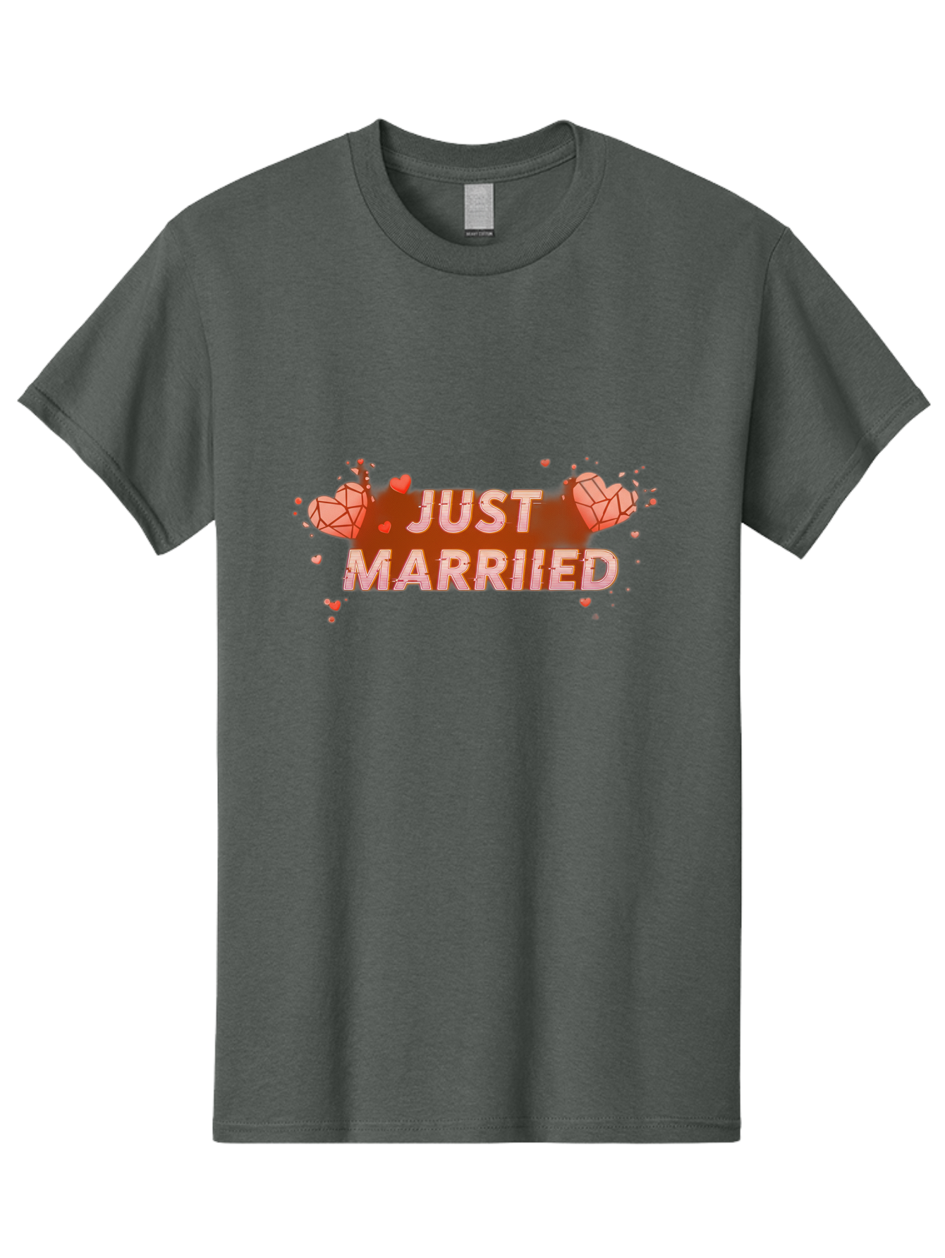 Just-Married-5 Men'S Graphic Tee, 100% Cotton, Comfortable Casual Summer Wear, Machine Washable, Just Married Text, White And Red Hearts, Newlywed Couple, Love Celebration, Wedding Bliss, Heart Decorations, Red Splatter, Love Symbols, Baa889