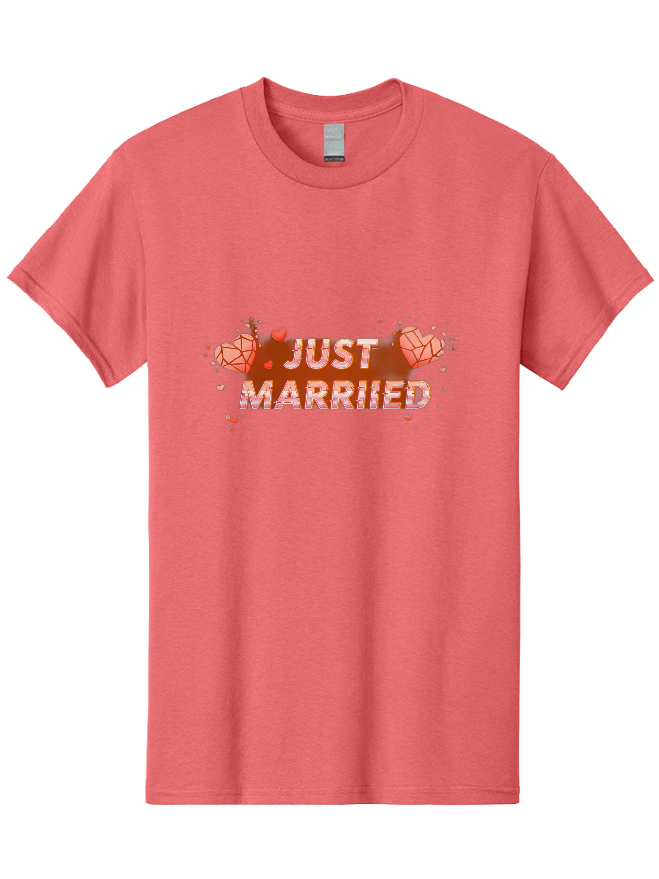 Just-Married-5 Men'S Graphic Tee, 100% Cotton, Comfortable Casual Summer Wear, Machine Washable, Just Married Text, White And Red Hearts, Newlywed Couple, Love Celebration, Wedding Bliss, Heart Decorations, Red Splatter, Love Symbols, Baa889