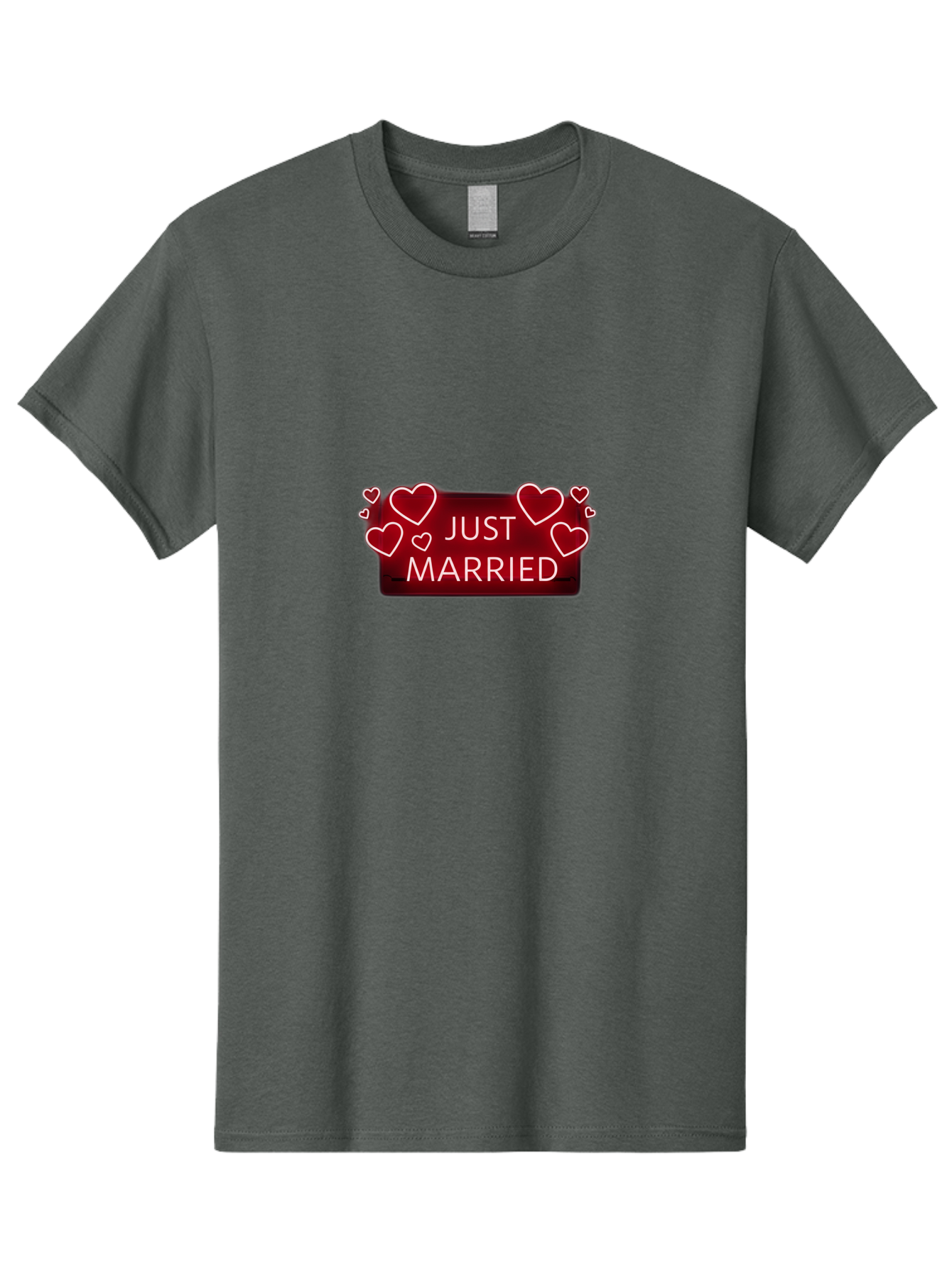 Just-Married-6 Men'S Graphic Tee, 100% Cotton, Comfortable Casual Summer Wear, Machine Washable, Marriage Celebration, Wedding Day, Just Married Sign, Red Hearts, Love Symbol, Valentines Day Gift, Romance, Wedding Decor Baa890