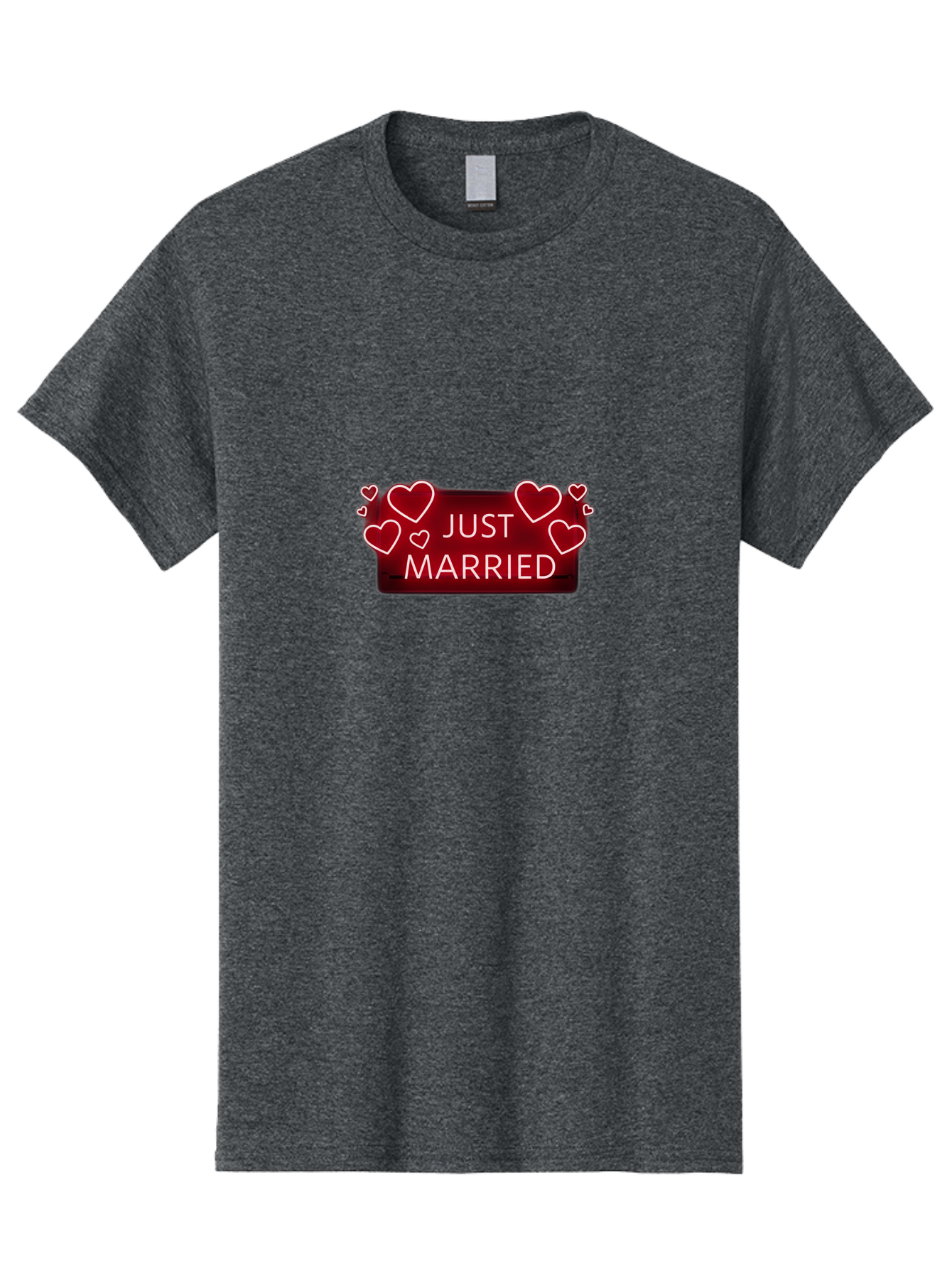 Just-Married-6 Men'S Graphic Tee, 100% Cotton, Comfortable Casual Summer Wear, Machine Washable, Marriage Celebration, Wedding Day, Just Married Sign, Red Hearts, Love Symbol, Valentines Day Gift, Romance, Wedding Decor Baa890