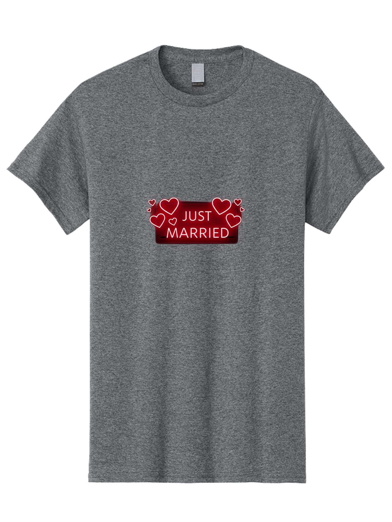 Just-Married-6 Men'S Graphic Tee, 100% Cotton, Comfortable Casual Summer Wear, Machine Washable, Marriage Celebration, Wedding Day, Just Married Sign, Red Hearts, Love Symbol, Valentines Day Gift, Romance, Wedding Decor Baa890