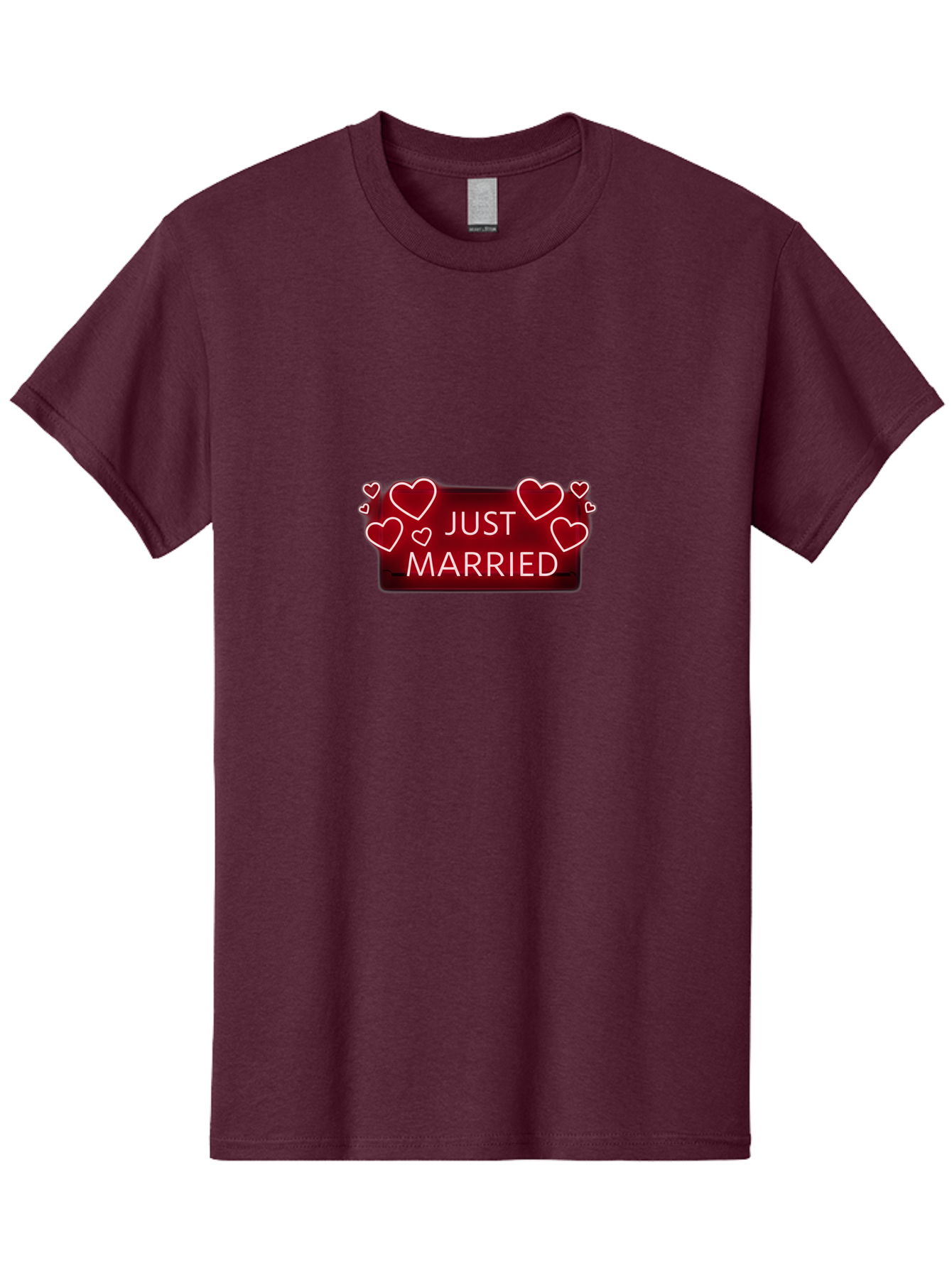 Just-Married-6 Men'S Graphic Tee, 100% Cotton, Comfortable Casual Summer Wear, Machine Washable, Marriage Celebration, Wedding Day, Just Married Sign, Red Hearts, Love Symbol, Valentines Day Gift, Romance, Wedding Decor Baa890