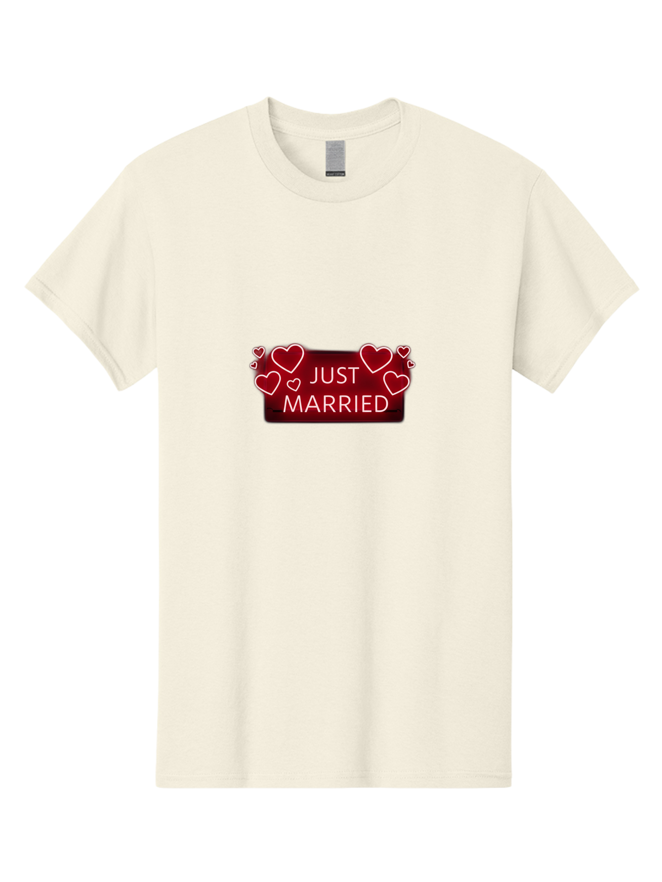 Just-Married-6 Men'S Graphic Tee, 100% Cotton, Comfortable Casual Summer Wear, Machine Washable, Marriage Celebration, Wedding Day, Just Married Sign, Red Hearts, Love Symbol, Valentines Day Gift, Romance, Wedding Decor Baa890