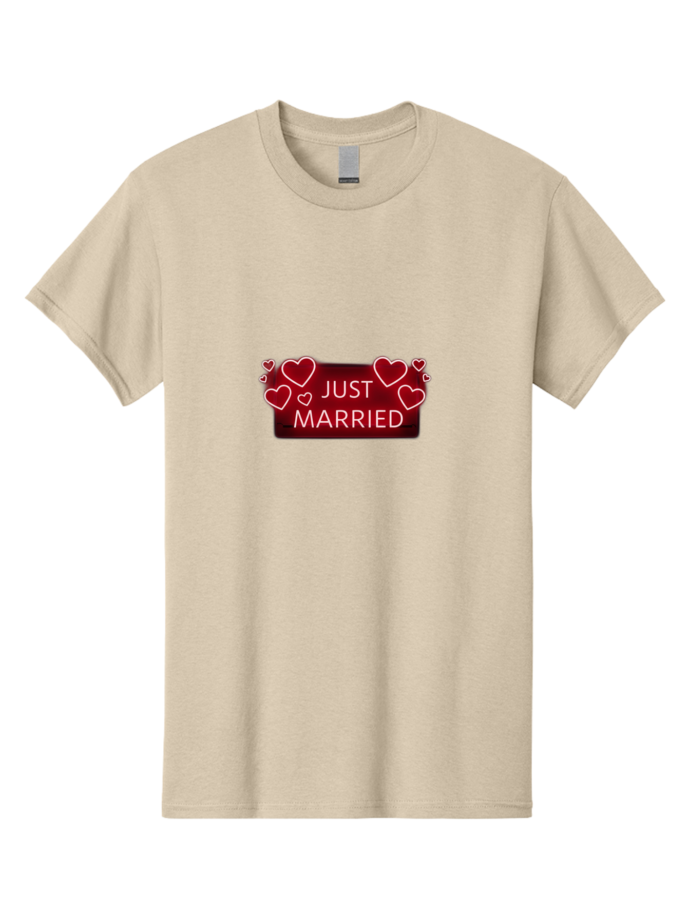 Just-Married-6 Men'S Graphic Tee, 100% Cotton, Comfortable Casual Summer Wear, Machine Washable, Marriage Celebration, Wedding Day, Just Married Sign, Red Hearts, Love Symbol, Valentines Day Gift, Romance, Wedding Decor Baa890