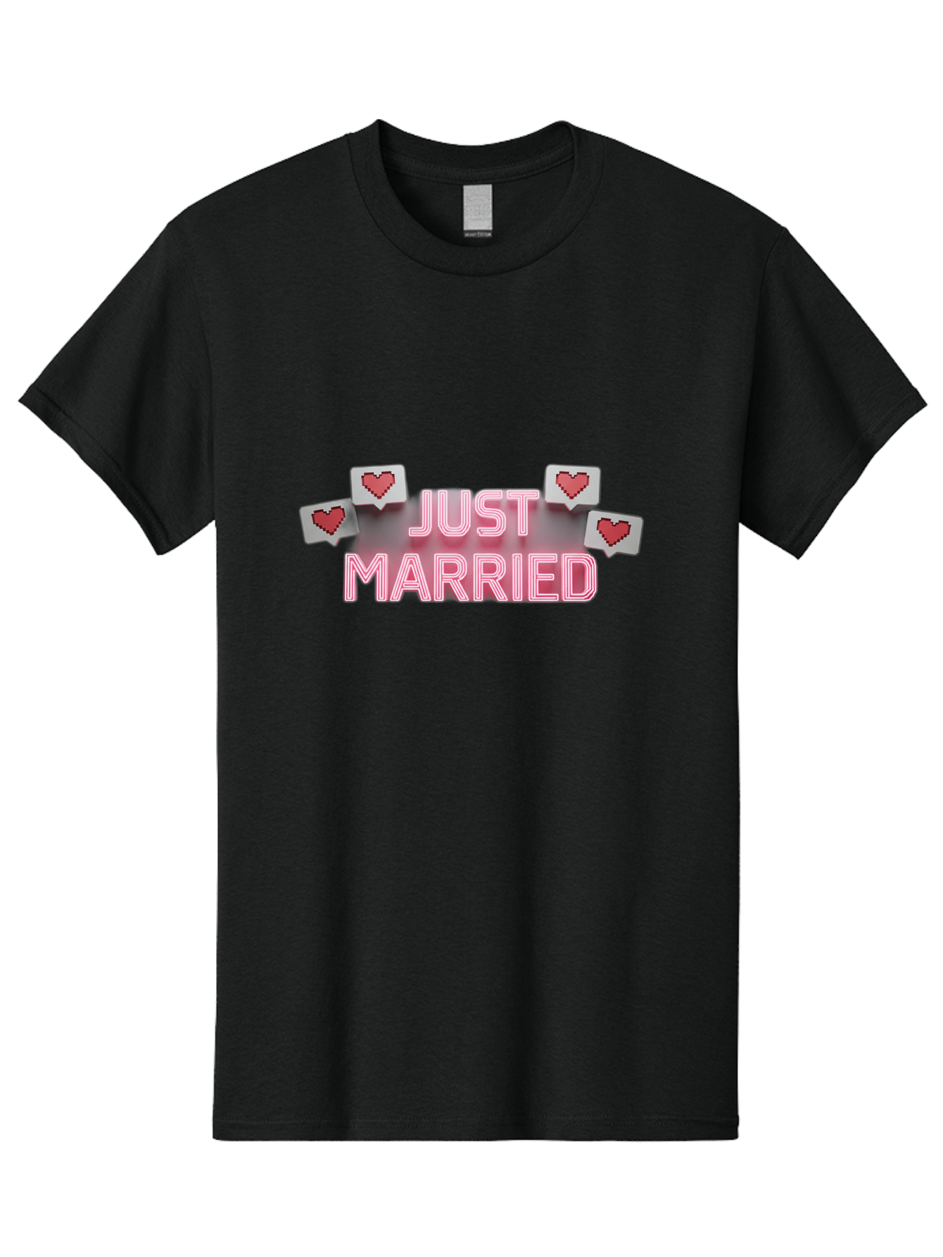 Just-Married-7 Men'S Graphic Tee, 100% Cotton, Comfortable Casual Summer Wear, Machine Washable, Just Married, Love Is In The Air, Heart-Shaped Notifications, Red Hearts, Wedding Celebration, Newlyweds, Marriage Bliss, Love Icons Baa891