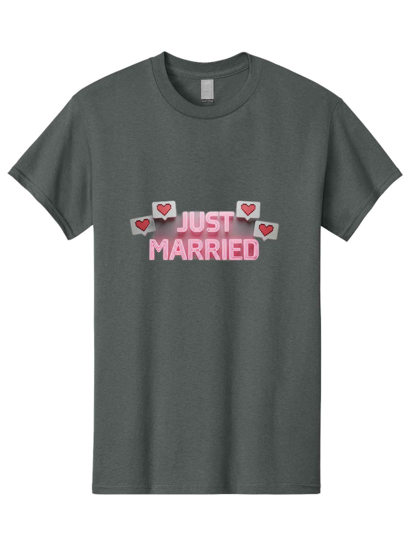Just-Married-7 Men'S Graphic Tee, 100% Cotton, Comfortable Casual Summer Wear, Machine Washable, Just Married, Love Is In The Air, Heart-Shaped Notifications, Red Hearts, Wedding Celebration, Newlyweds, Marriage Bliss, Love Icons Baa891