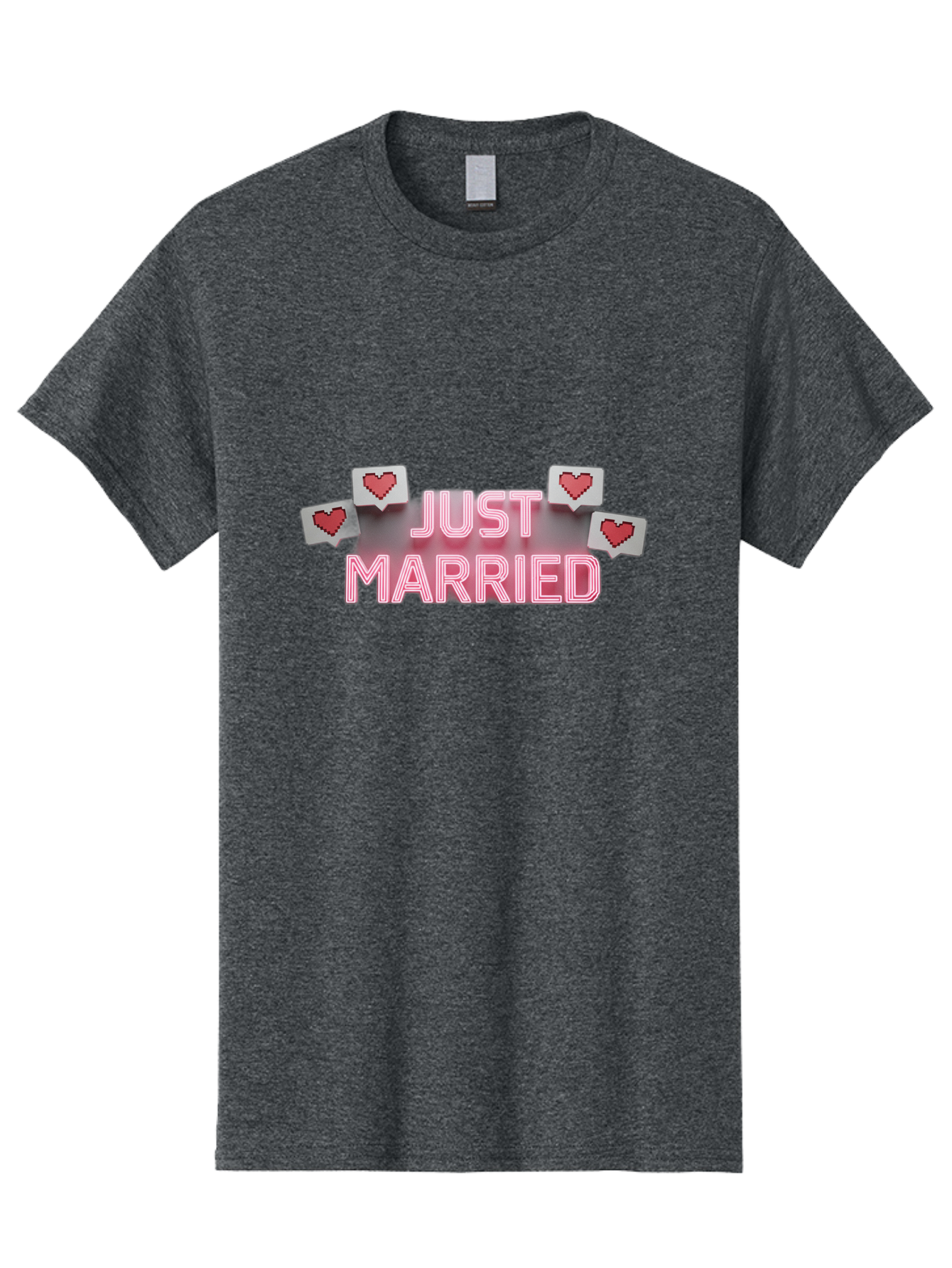 Just-Married-7 Men'S Graphic Tee, 100% Cotton, Comfortable Casual Summer Wear, Machine Washable, Just Married, Love Is In The Air, Heart-Shaped Notifications, Red Hearts, Wedding Celebration, Newlyweds, Marriage Bliss, Love Icons Baa891