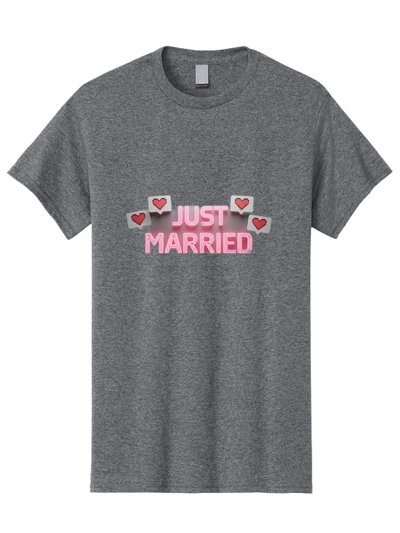 Just-Married-7 Men'S Graphic Tee, 100% Cotton, Comfortable Casual Summer Wear, Machine Washable, Just Married, Love Is In The Air, Heart-Shaped Notifications, Red Hearts, Wedding Celebration, Newlyweds, Marriage Bliss, Love Icons Baa891
