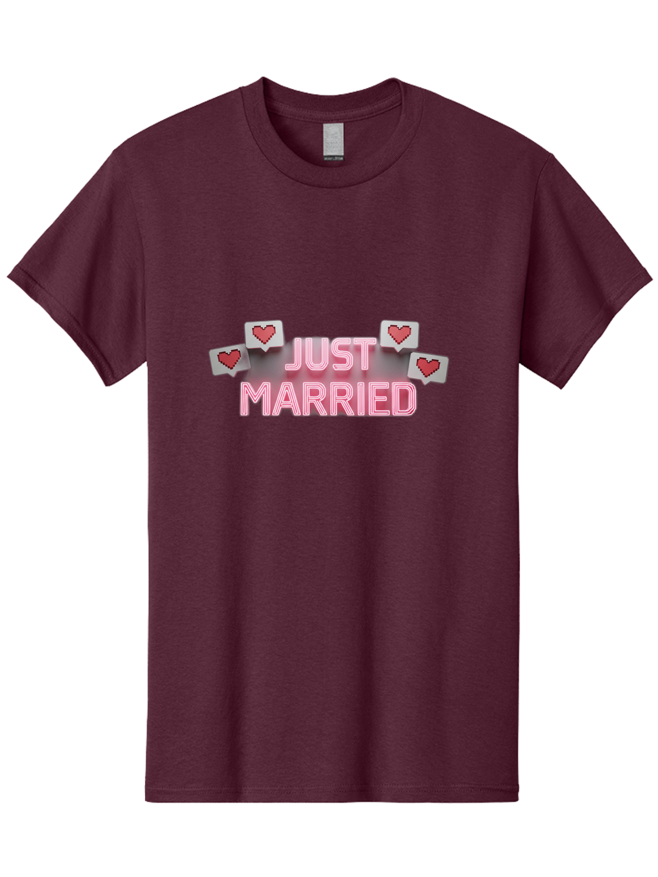Just-Married-7 Men'S Graphic Tee, 100% Cotton, Comfortable Casual Summer Wear, Machine Washable, Just Married, Love Is In The Air, Heart-Shaped Notifications, Red Hearts, Wedding Celebration, Newlyweds, Marriage Bliss, Love Icons Baa891