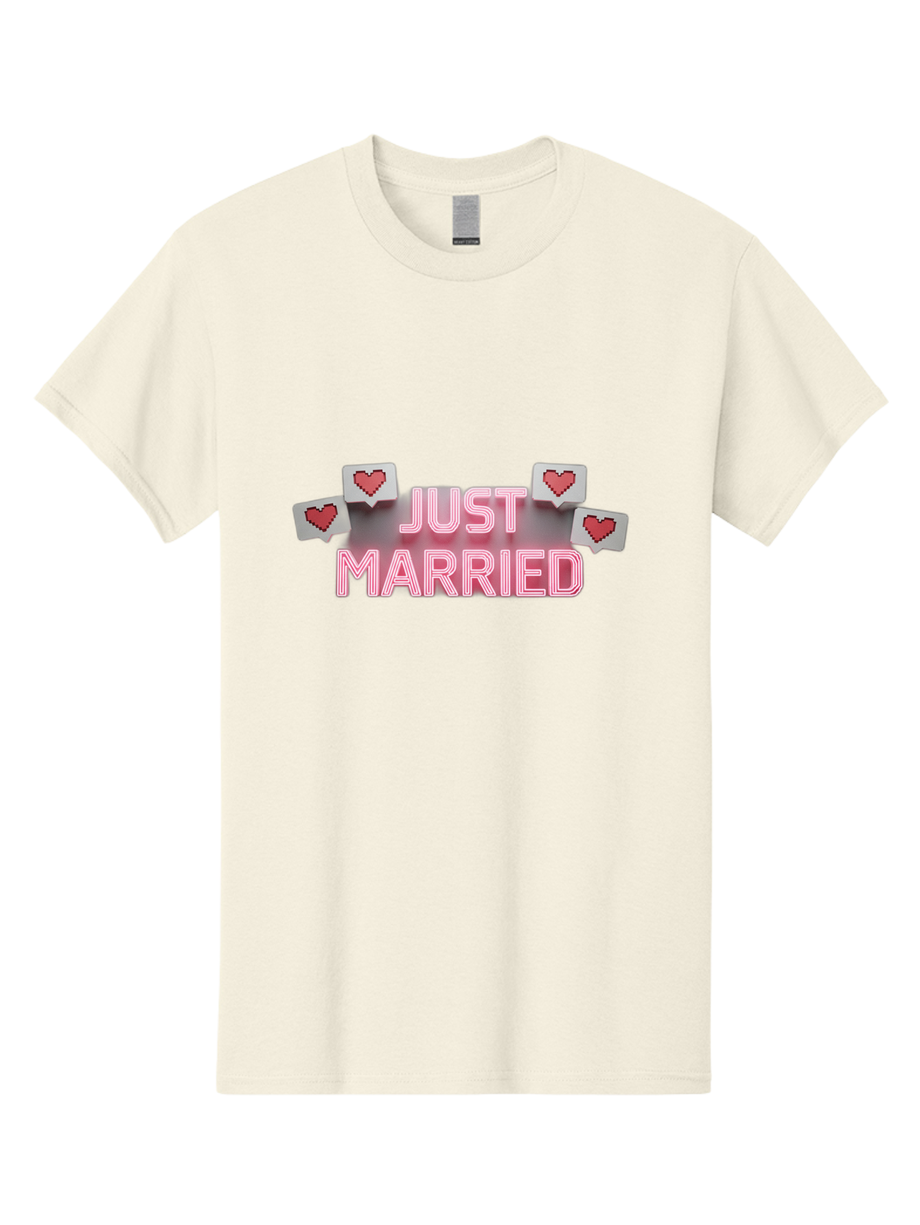 Just-Married-7 Men'S Graphic Tee, 100% Cotton, Comfortable Casual Summer Wear, Machine Washable, Just Married, Love Is In The Air, Heart-Shaped Notifications, Red Hearts, Wedding Celebration, Newlyweds, Marriage Bliss, Love Icons Baa891