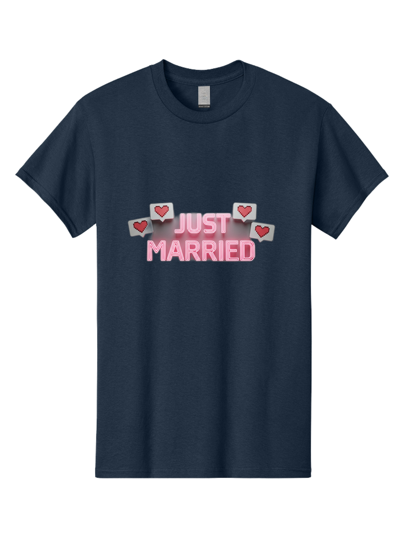 Just-Married-7 Men'S Graphic Tee, 100% Cotton, Comfortable Casual Summer Wear, Machine Washable, Just Married, Love Is In The Air, Heart-Shaped Notifications, Red Hearts, Wedding Celebration, Newlyweds, Marriage Bliss, Love Icons Baa891