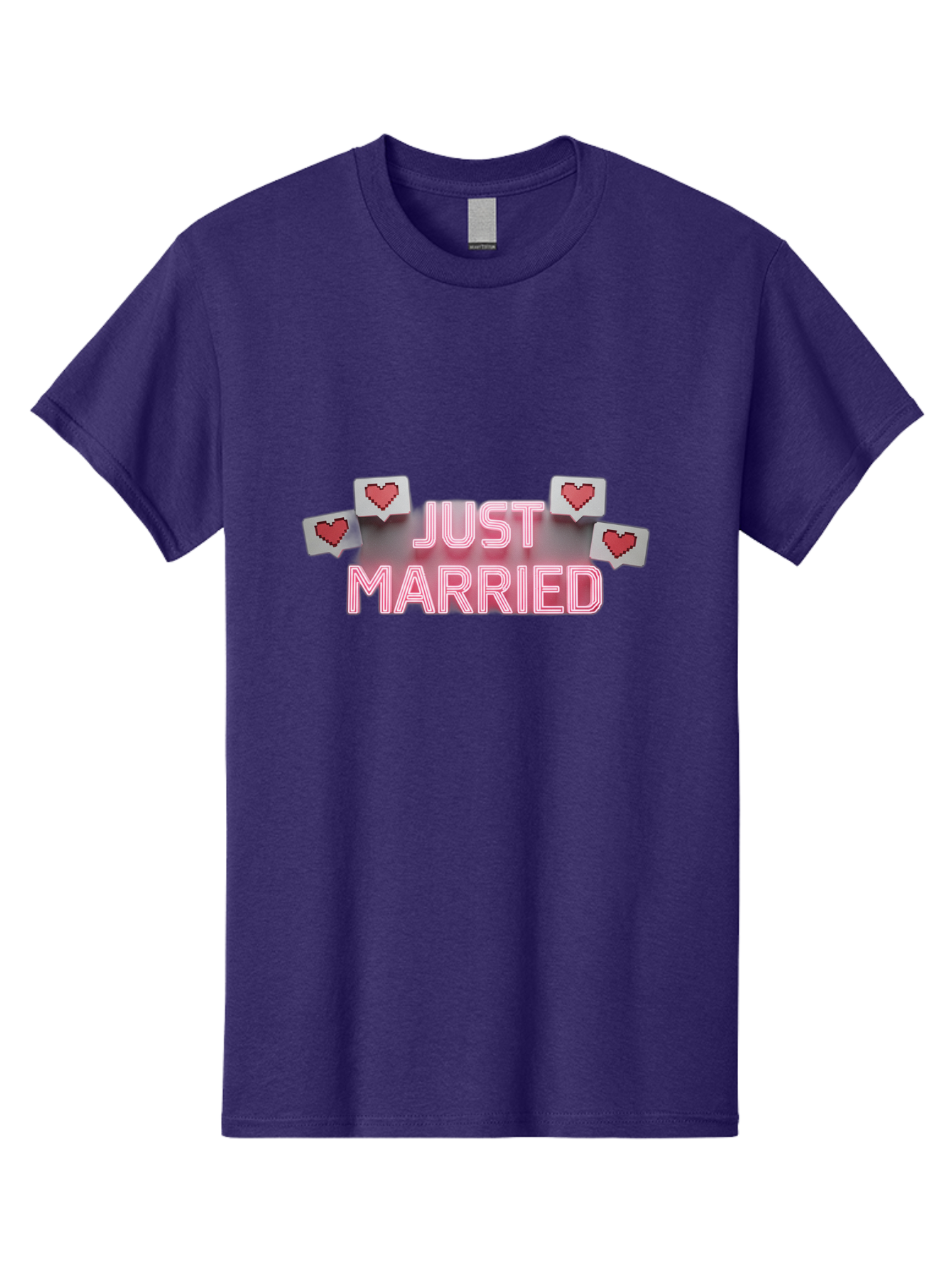 Just-Married-7 Men'S Graphic Tee, 100% Cotton, Comfortable Casual Summer Wear, Machine Washable, Just Married, Love Is In The Air, Heart-Shaped Notifications, Red Hearts, Wedding Celebration, Newlyweds, Marriage Bliss, Love Icons Baa891