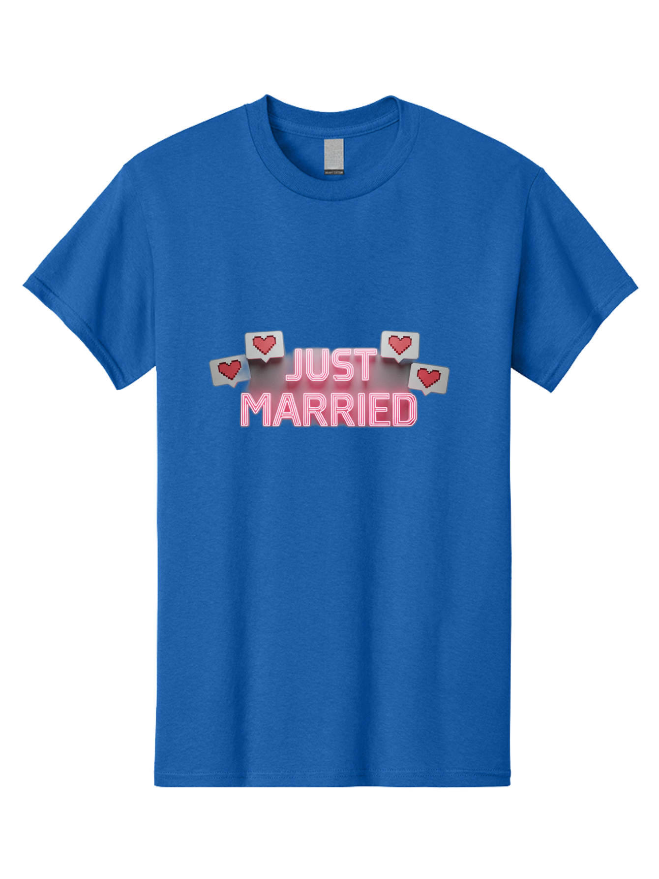 Just-Married-7 Men'S Graphic Tee, 100% Cotton, Comfortable Casual Summer Wear, Machine Washable, Just Married, Love Is In The Air, Heart-Shaped Notifications, Red Hearts, Wedding Celebration, Newlyweds, Marriage Bliss, Love Icons Baa891