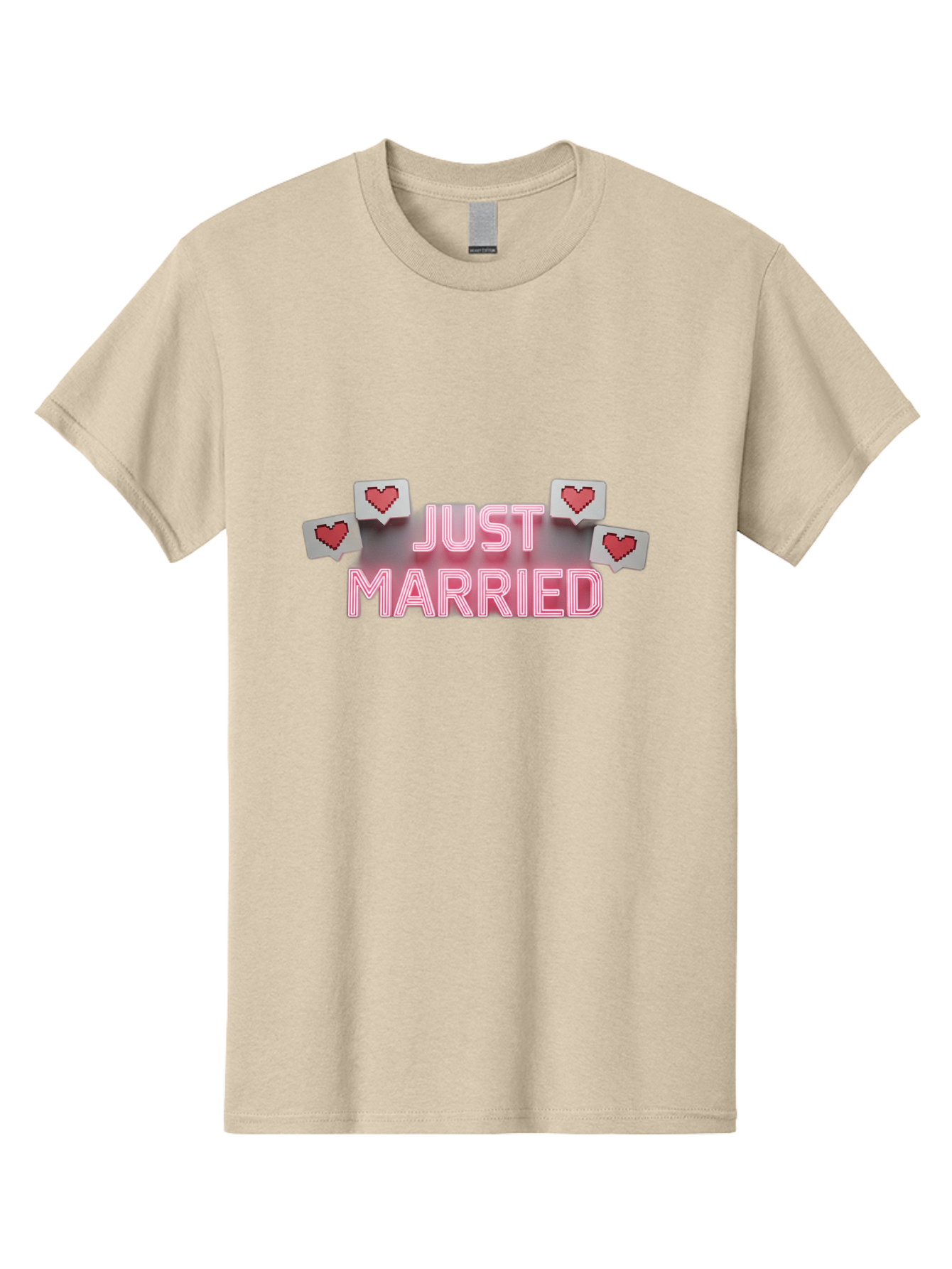 Just-Married-7 Men'S Graphic Tee, 100% Cotton, Comfortable Casual Summer Wear, Machine Washable, Just Married, Love Is In The Air, Heart-Shaped Notifications, Red Hearts, Wedding Celebration, Newlyweds, Marriage Bliss, Love Icons Baa891