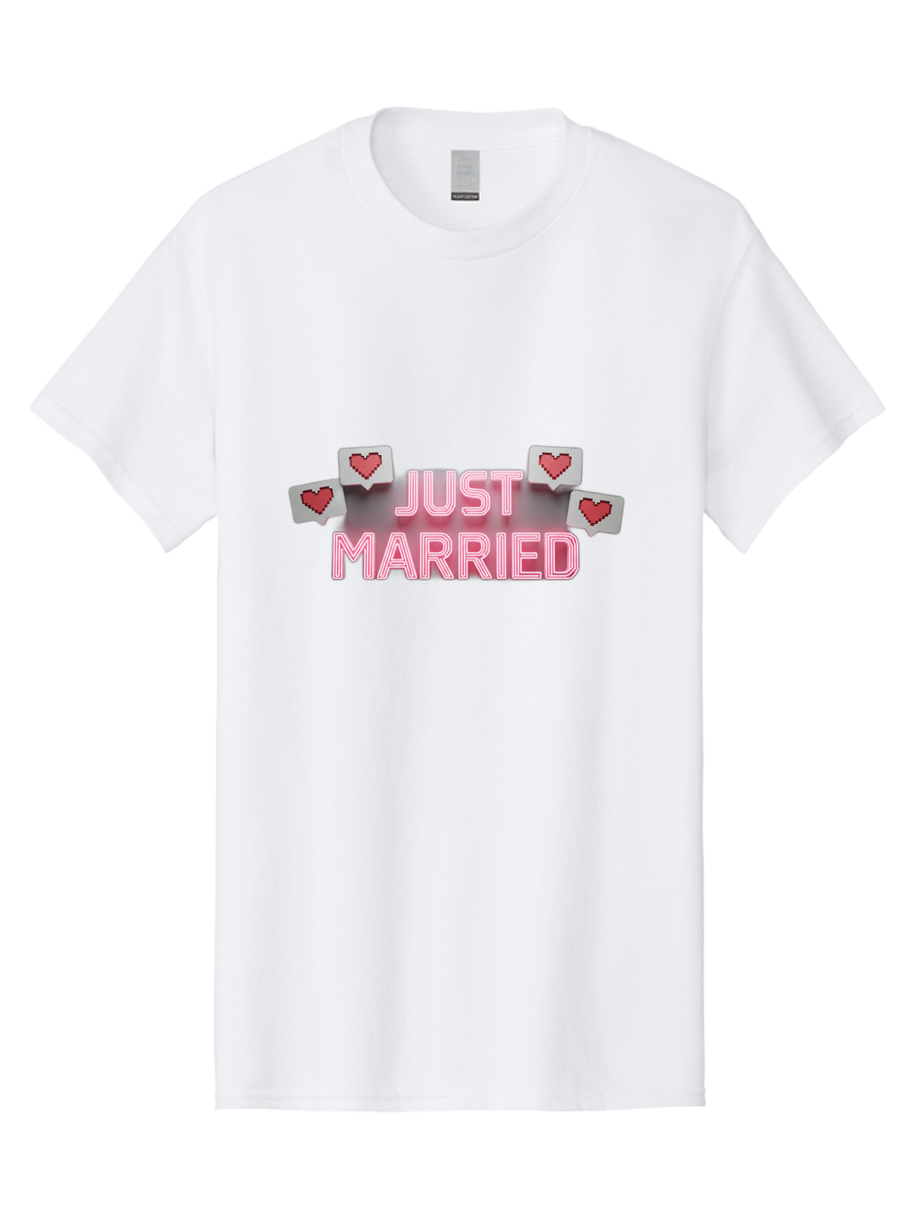 Just-Married-7 Men'S Graphic Tee, 100% Cotton, Comfortable Casual Summer Wear, Machine Washable, Just Married, Love Is In The Air, Heart-Shaped Notifications, Red Hearts, Wedding Celebration, Newlyweds, Marriage Bliss, Love Icons Baa891