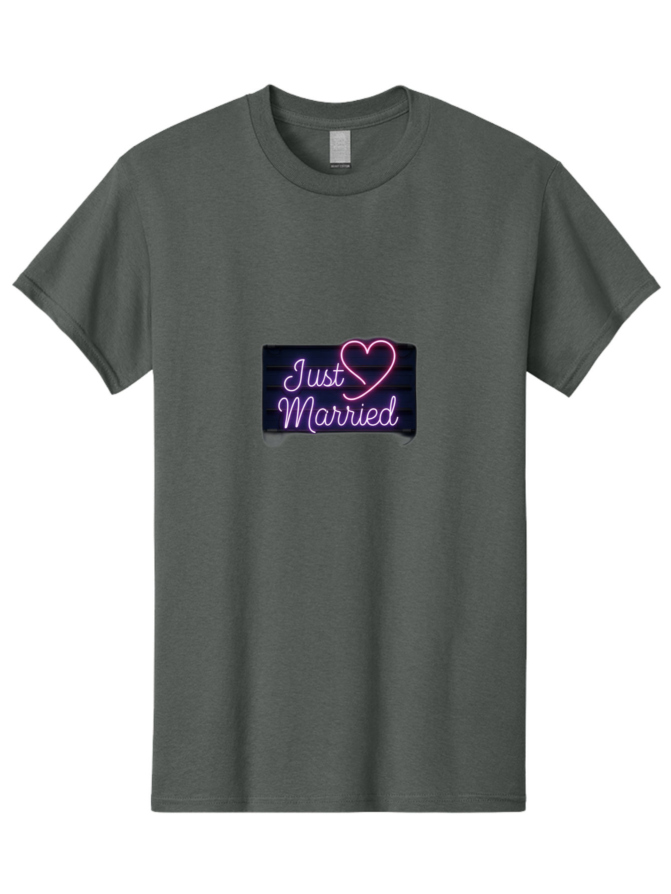 Just-Married-8 Men'S Graphic Tee, 100% Cotton, Comfortable Casual Summer Wear, Machine Washable, Neon Sign, Just Married, Wedding Decor, Love Heart, Pink Neon, Marriage Celebration, Wedding Signage, Romantic Decor, Party Decoration, Baa892
