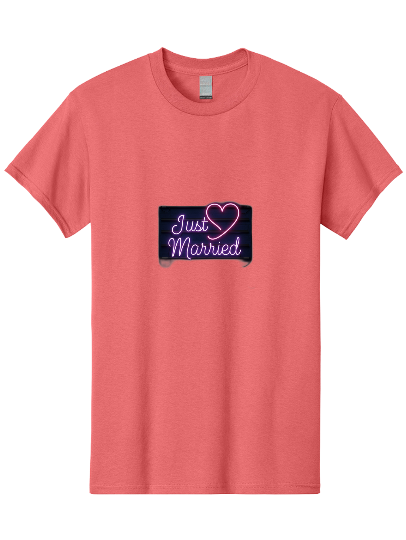 Just-Married-8 Men'S Graphic Tee, 100% Cotton, Comfortable Casual Summer Wear, Machine Washable, Neon Sign, Just Married, Wedding Decor, Love Heart, Pink Neon, Marriage Celebration, Wedding Signage, Romantic Decor, Party Decoration, Baa892