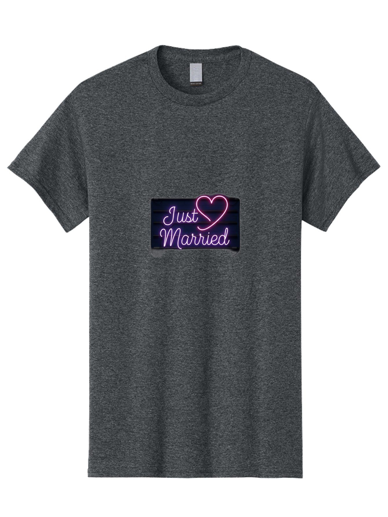 Just-Married-8 Men'S Graphic Tee, 100% Cotton, Comfortable Casual Summer Wear, Machine Washable, Neon Sign, Just Married, Wedding Decor, Love Heart, Pink Neon, Marriage Celebration, Wedding Signage, Romantic Decor, Party Decoration, Baa892