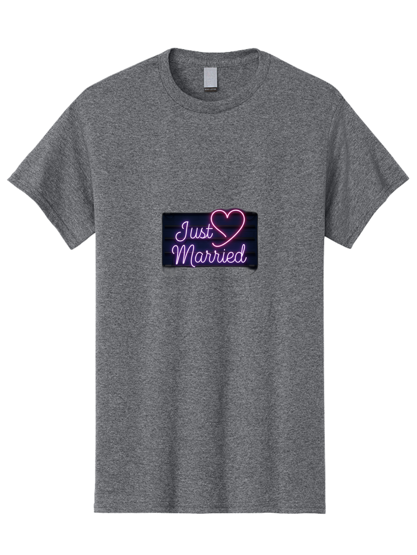 Just-Married-8 Men'S Graphic Tee, 100% Cotton, Comfortable Casual Summer Wear, Machine Washable, Neon Sign, Just Married, Wedding Decor, Love Heart, Pink Neon, Marriage Celebration, Wedding Signage, Romantic Decor, Party Decoration, Baa892