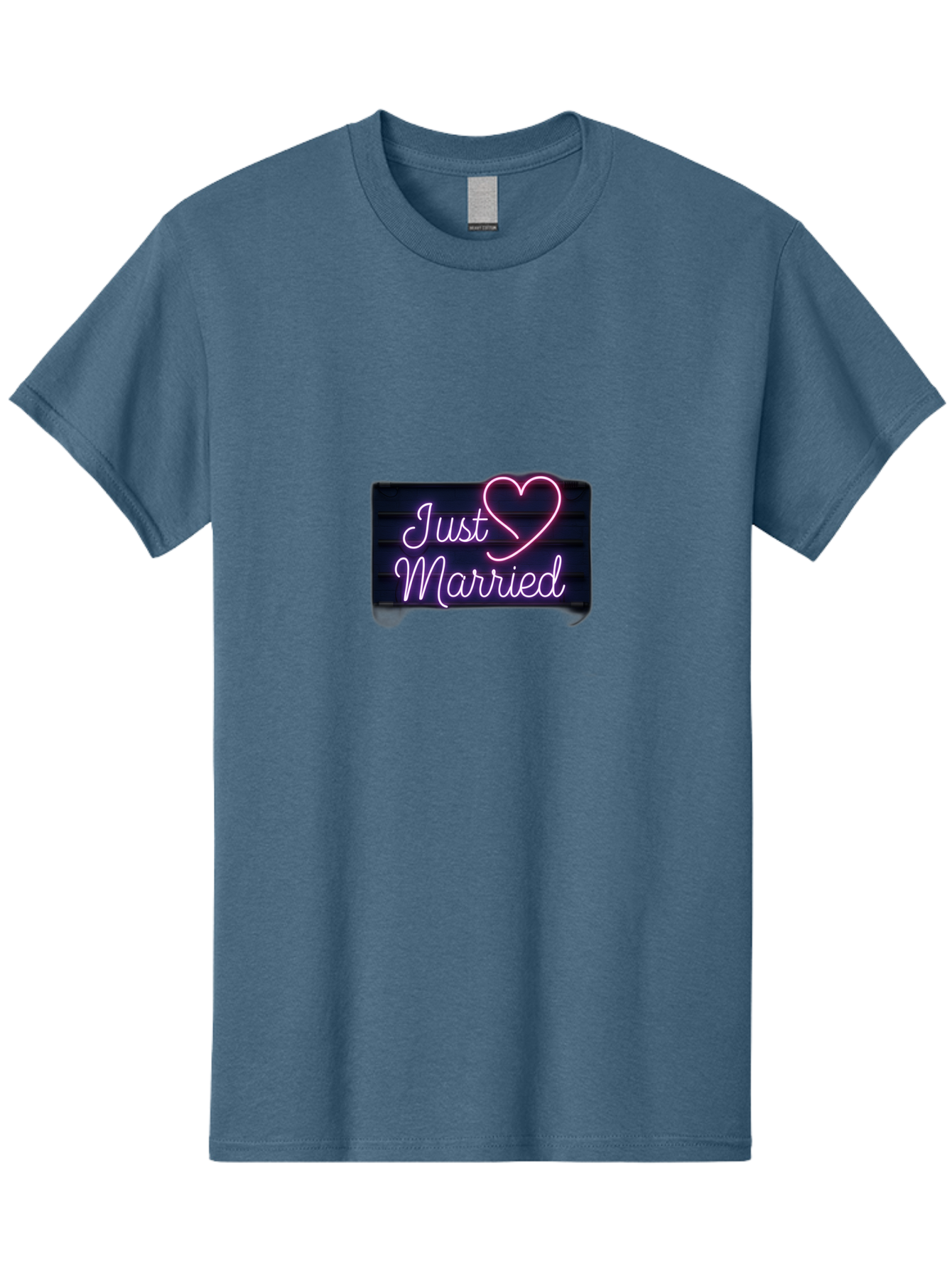Just-Married-8 Men'S Graphic Tee, 100% Cotton, Comfortable Casual Summer Wear, Machine Washable, Neon Sign, Just Married, Wedding Decor, Love Heart, Pink Neon, Marriage Celebration, Wedding Signage, Romantic Decor, Party Decoration, Baa892