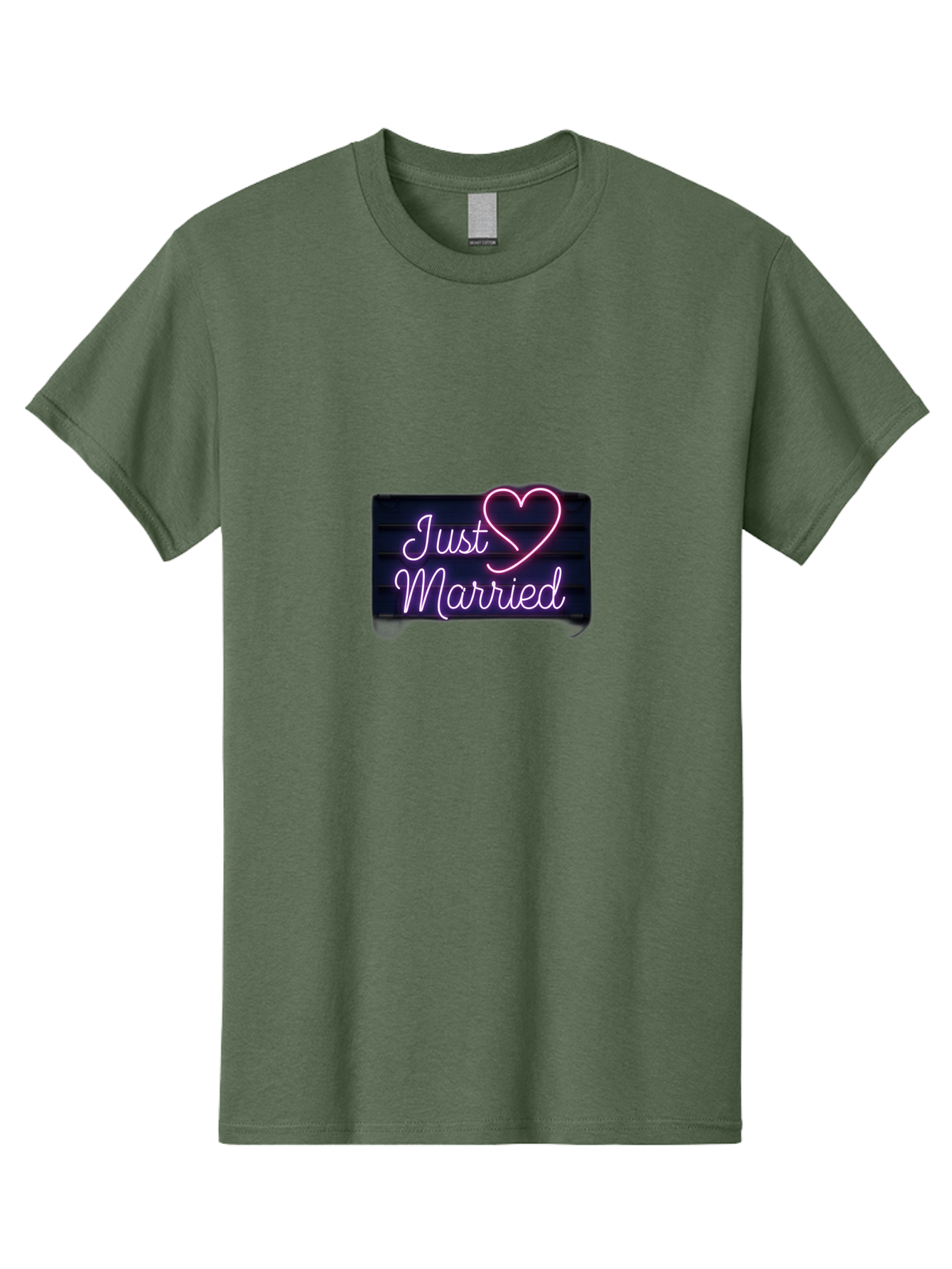 Just-Married-8 Men'S Graphic Tee, 100% Cotton, Comfortable Casual Summer Wear, Machine Washable, Neon Sign, Just Married, Wedding Decor, Love Heart, Pink Neon, Marriage Celebration, Wedding Signage, Romantic Decor, Party Decoration, Baa892
