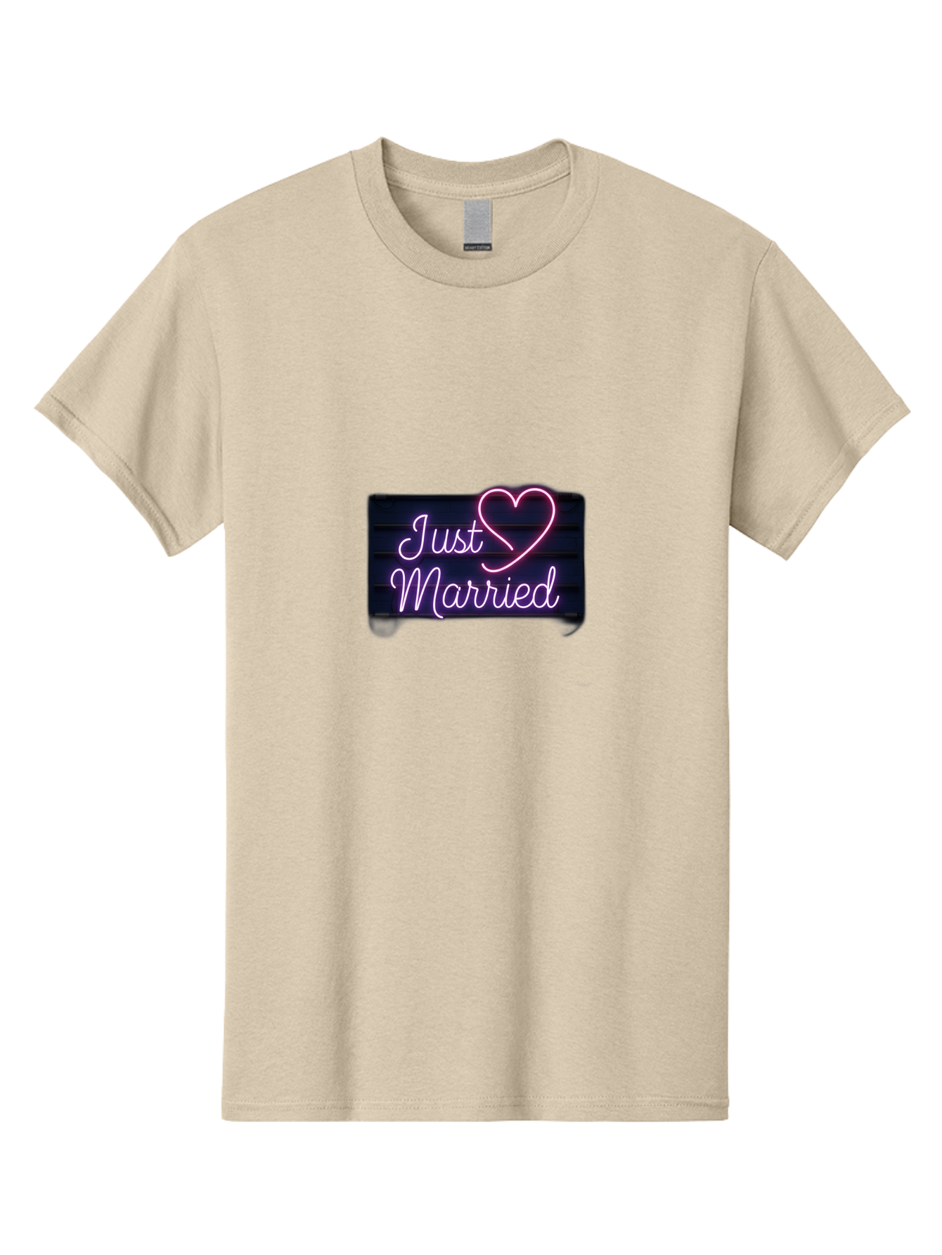 Just-Married-8 Men'S Graphic Tee, 100% Cotton, Comfortable Casual Summer Wear, Machine Washable, Neon Sign, Just Married, Wedding Decor, Love Heart, Pink Neon, Marriage Celebration, Wedding Signage, Romantic Decor, Party Decoration, Baa892