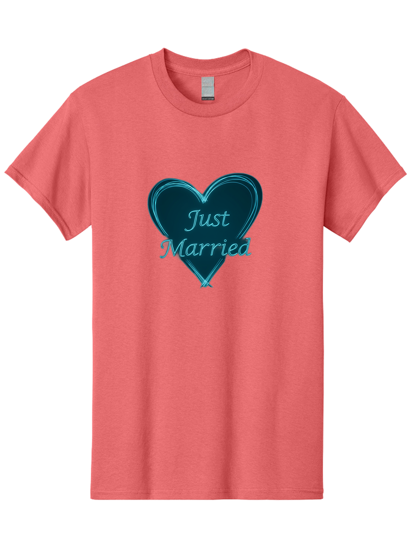 Just-Married-9 Men'S Graphic Tee, 100% Cotton, Comfortable Casual Summer Wear, Machine Washable, Wedding Heart, Love Symbol, Just Married Sign, Blue Heart Graphic, Cursive Text, Newlyweds, Marriage Celebration, Heart Shape Baa893