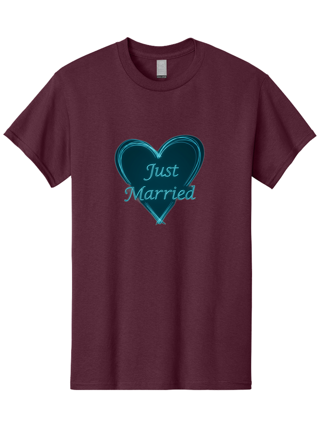 Just-Married-9 Men'S Graphic Tee, 100% Cotton, Comfortable Casual Summer Wear, Machine Washable, Wedding Heart, Love Symbol, Just Married Sign, Blue Heart Graphic, Cursive Text, Newlyweds, Marriage Celebration, Heart Shape Baa893