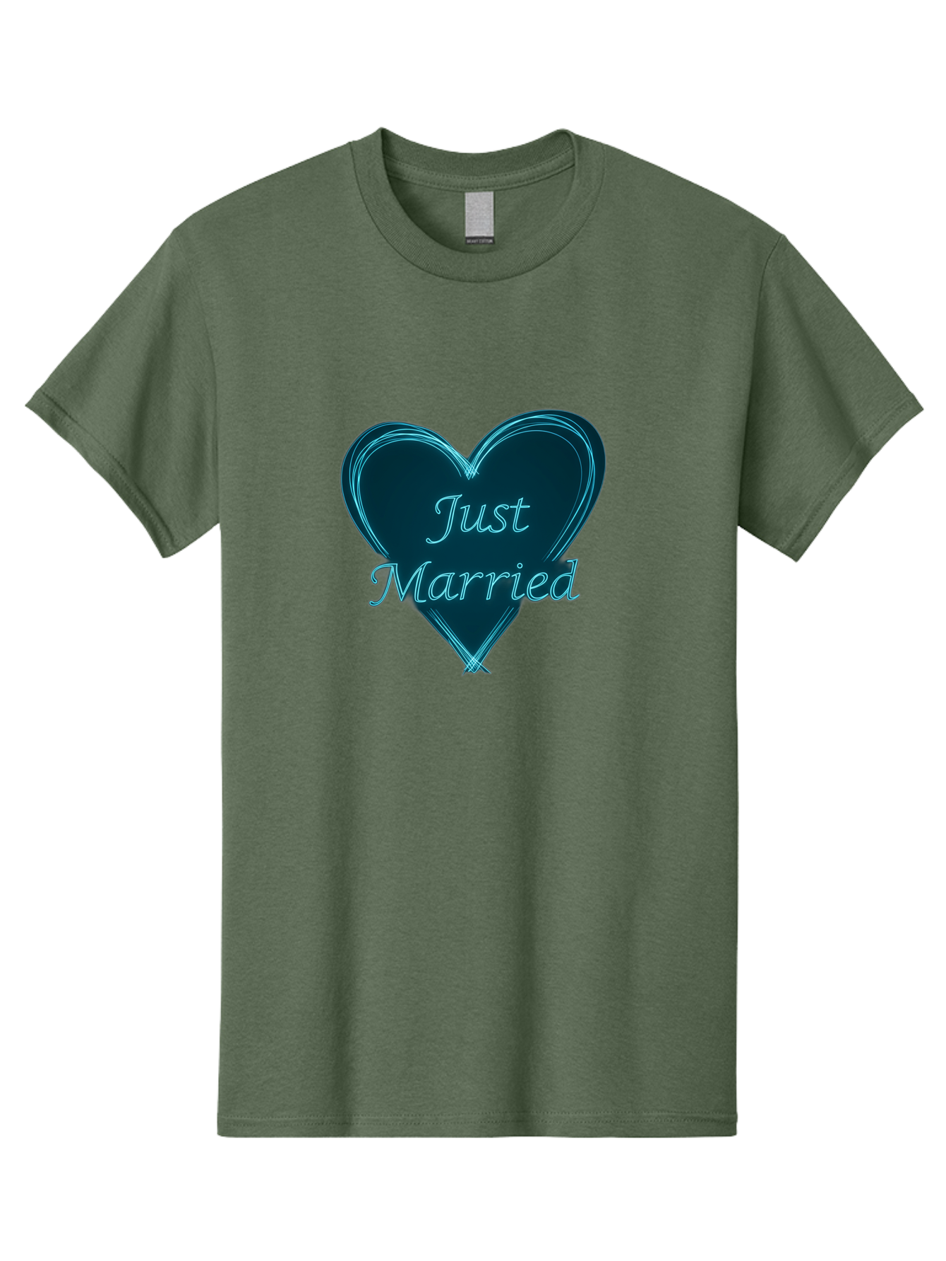 Just-Married-9 Men'S Graphic Tee, 100% Cotton, Comfortable Casual Summer Wear, Machine Washable, Wedding Heart, Love Symbol, Just Married Sign, Blue Heart Graphic, Cursive Text, Newlyweds, Marriage Celebration, Heart Shape Baa893