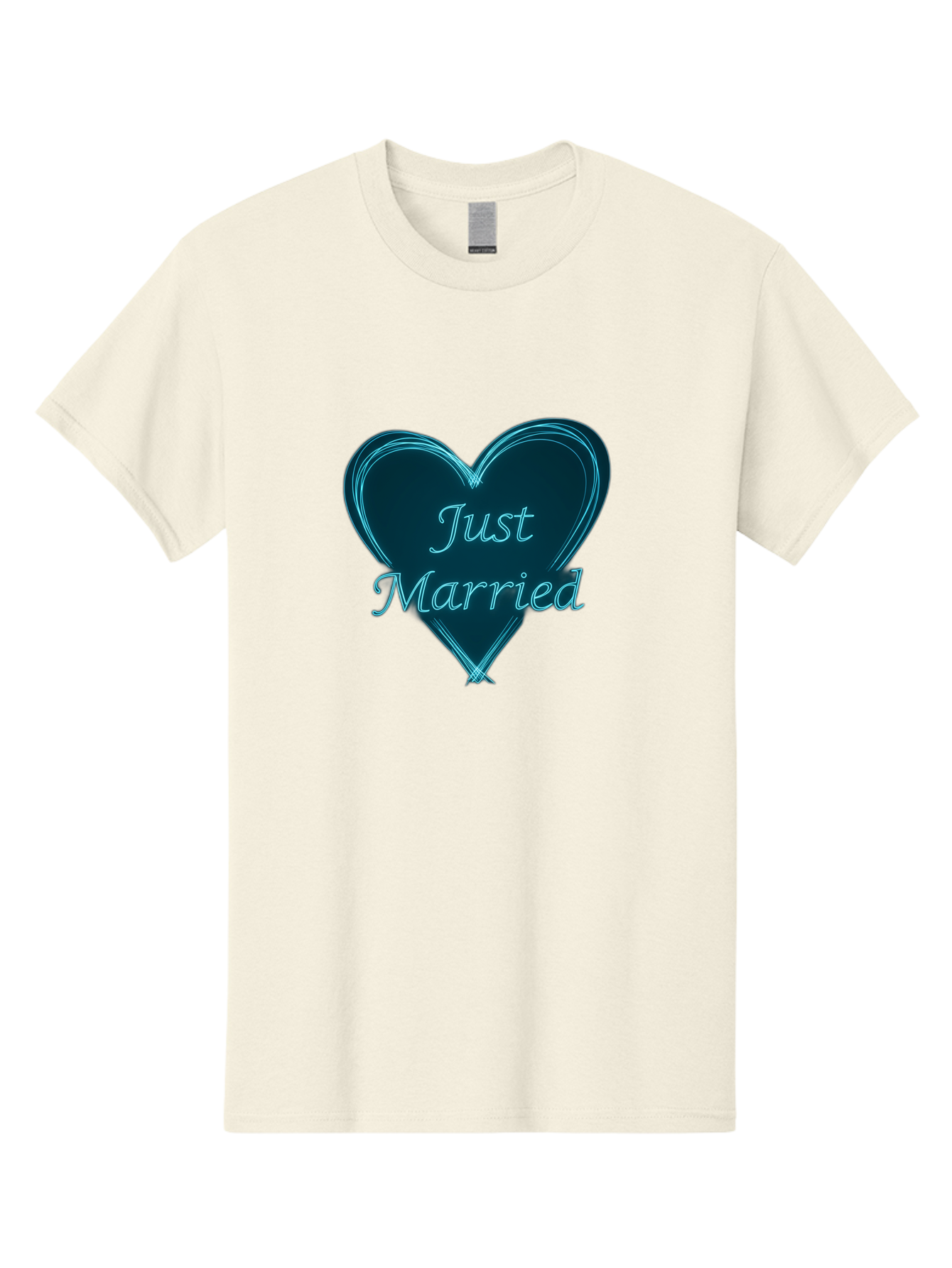 Just-Married-9 Men'S Graphic Tee, 100% Cotton, Comfortable Casual Summer Wear, Machine Washable, Wedding Heart, Love Symbol, Just Married Sign, Blue Heart Graphic, Cursive Text, Newlyweds, Marriage Celebration, Heart Shape Baa893
