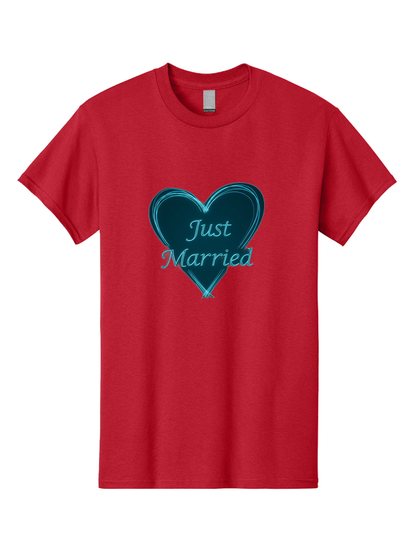 Just-Married-9 Men'S Graphic Tee, 100% Cotton, Comfortable Casual Summer Wear, Machine Washable, Wedding Heart, Love Symbol, Just Married Sign, Blue Heart Graphic, Cursive Text, Newlyweds, Marriage Celebration, Heart Shape Baa893