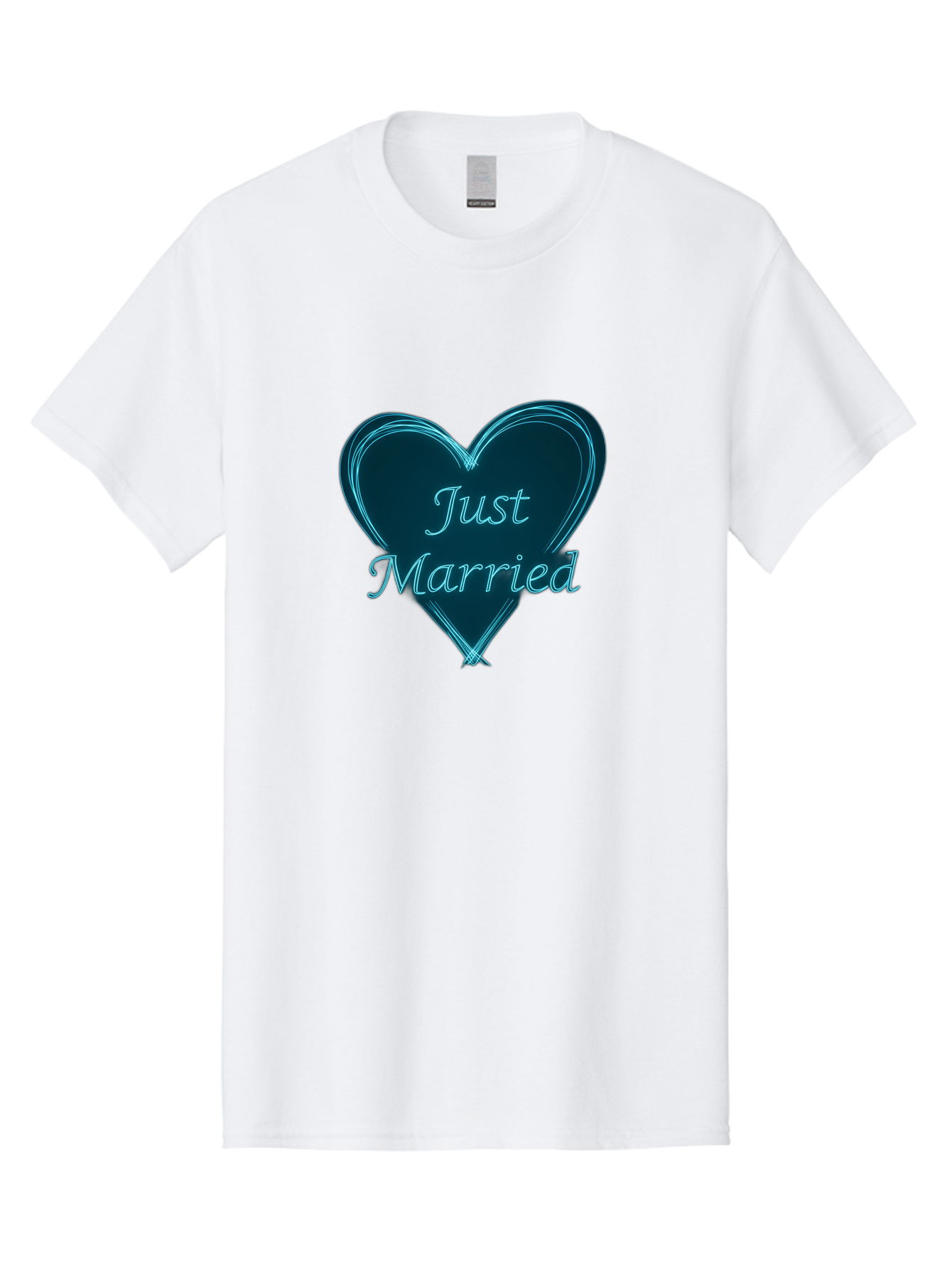 Just-Married-9 Men'S Graphic Tee, 100% Cotton, Comfortable Casual Summer Wear, Machine Washable, Wedding Heart, Love Symbol, Just Married Sign, Blue Heart Graphic, Cursive Text, Newlyweds, Marriage Celebration, Heart Shape Baa893