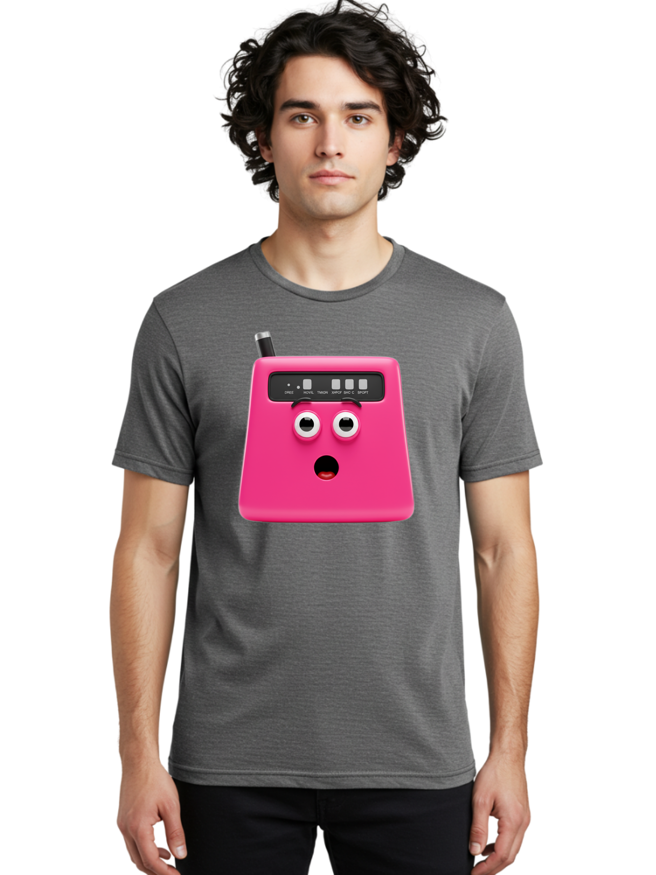 Kandou-Robot Men'S Graphic Tee, 100% Cotton, Comfortable Casual Summer Wear, Machine Washable, Pink Robot, Cute Face, Control Panel, Futuristic, Robotic Eyes, Tech Gadget, Innovative Design, Robotics, Electronic Device, Modern Technology Baa896