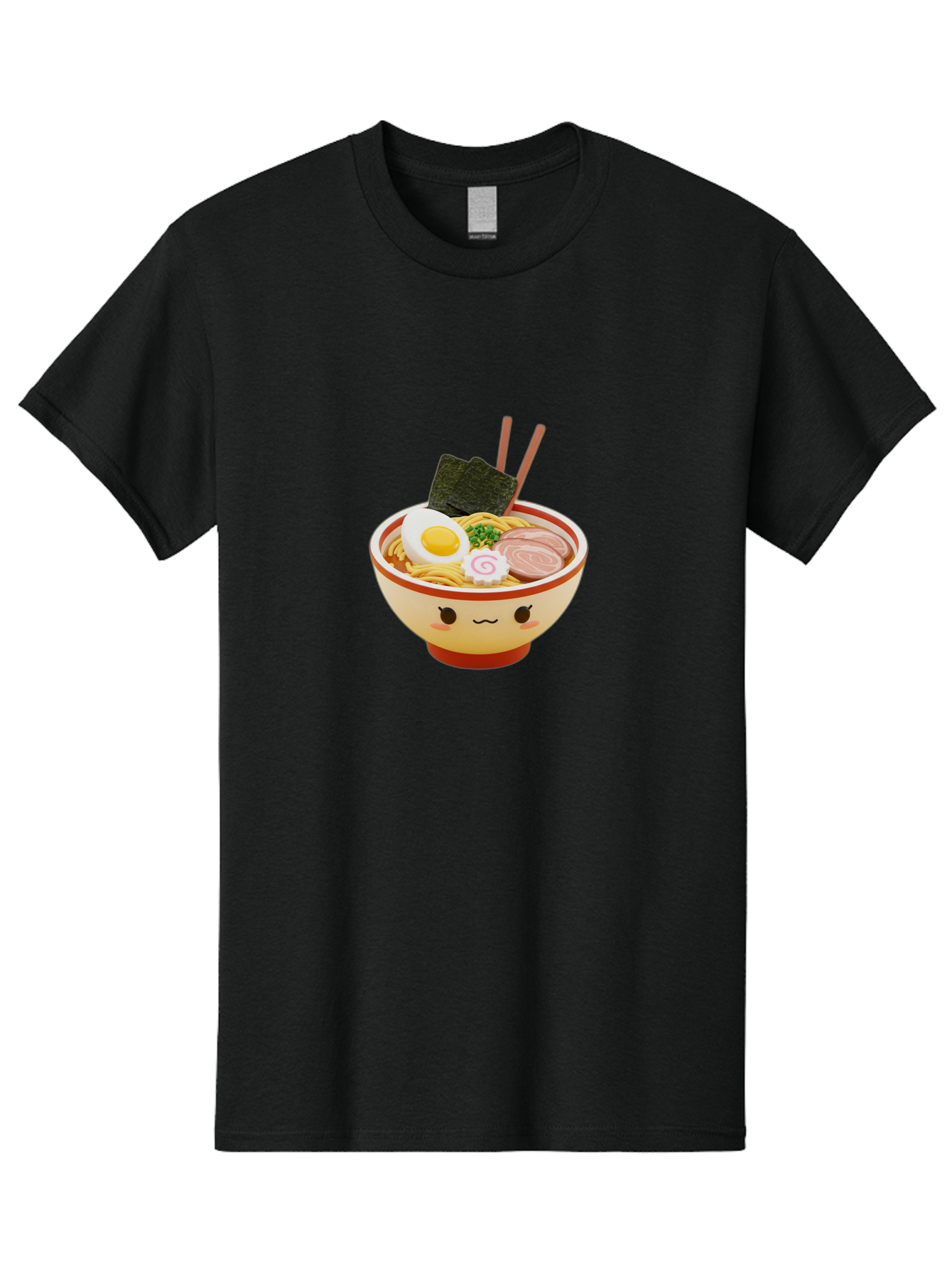 Kawaii-Ramen Men'S Graphic Tee, 100% Cotton, Comfortable Casual Summer Wear, Machine Washable, Cute Ramen Bowl, Cartoon Character, Kawaii Food, Noodle Soup, Boiled Egg, Seaweed, Sliced Pork, Chopsticks, Kawaii Art, Japanese Cuisine, Baa899