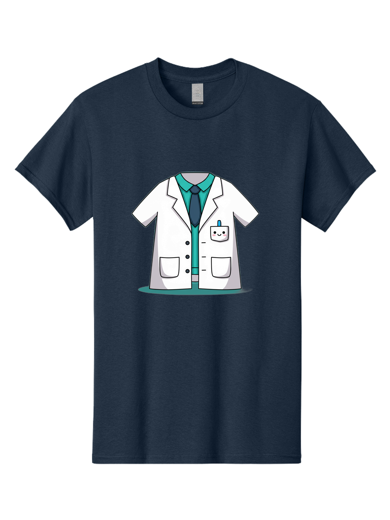 Lab-Coat Men'S Graphic Tee, 100% Cotton, Comfortable Casual Summer Wear, Machine Washable, Lab Coat, Cartoon Style, White Lab Coat, Shirt And Tie Underneath, Pocket Protector, Smiling Face, Medical Professional, Science Illustration, Baa909