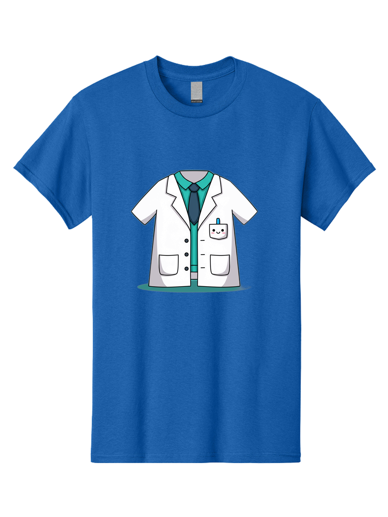 Lab-Coat Men'S Graphic Tee, 100% Cotton, Comfortable Casual Summer Wear, Machine Washable, Lab Coat, Cartoon Style, White Lab Coat, Shirt And Tie Underneath, Pocket Protector, Smiling Face, Medical Professional, Science Illustration, Baa909