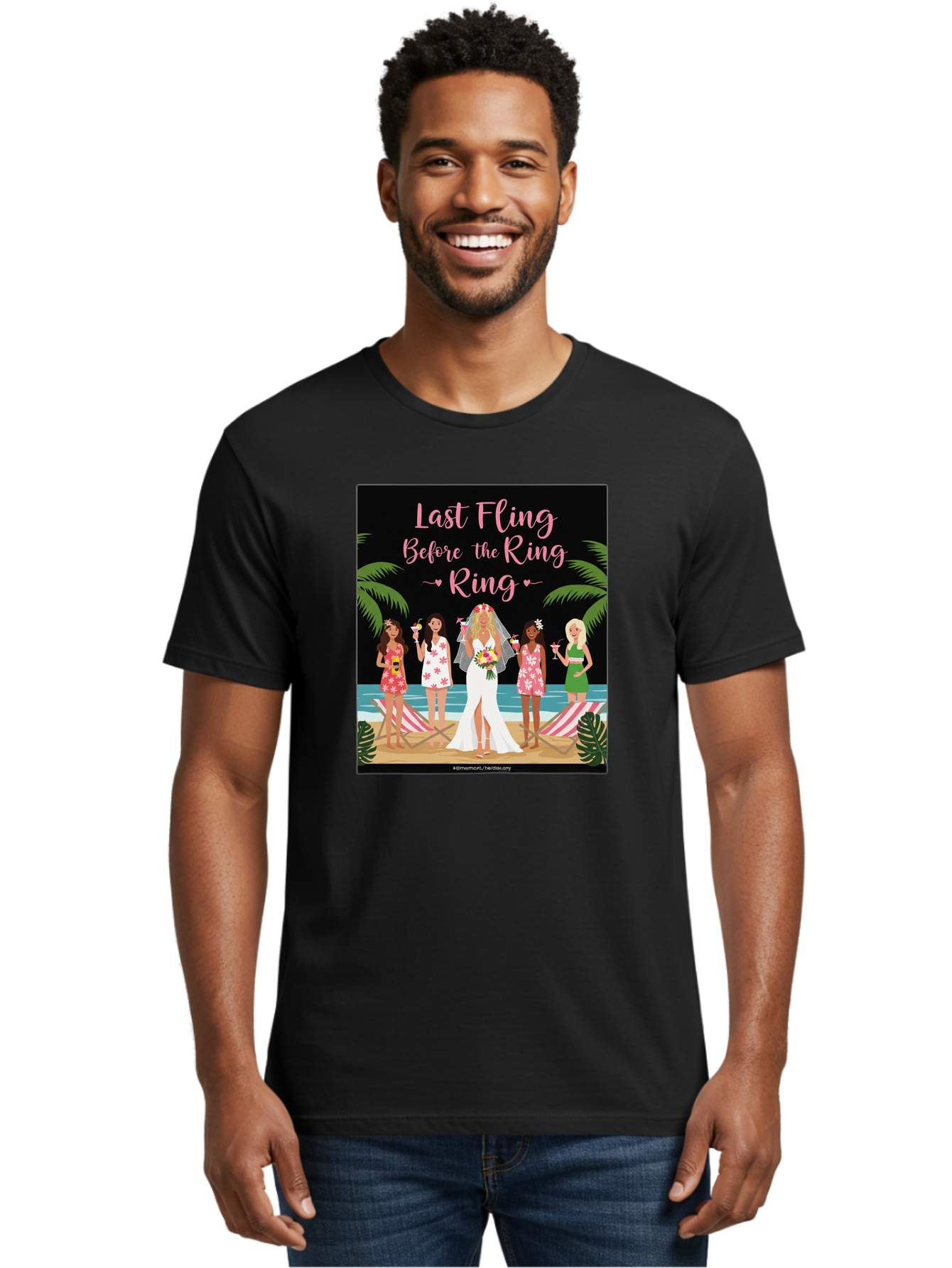 Last-Fling-Before-The-Ring Men'S Graphic Tee, 100% Cotton, Comfortable Casual Summer Wear, Machine Washable, Bride To Be, Bachelorette Party, Beach Vacation, Girls Trip, Tropical Getaway, Celebration, Hen Party, Wedding, Baa912