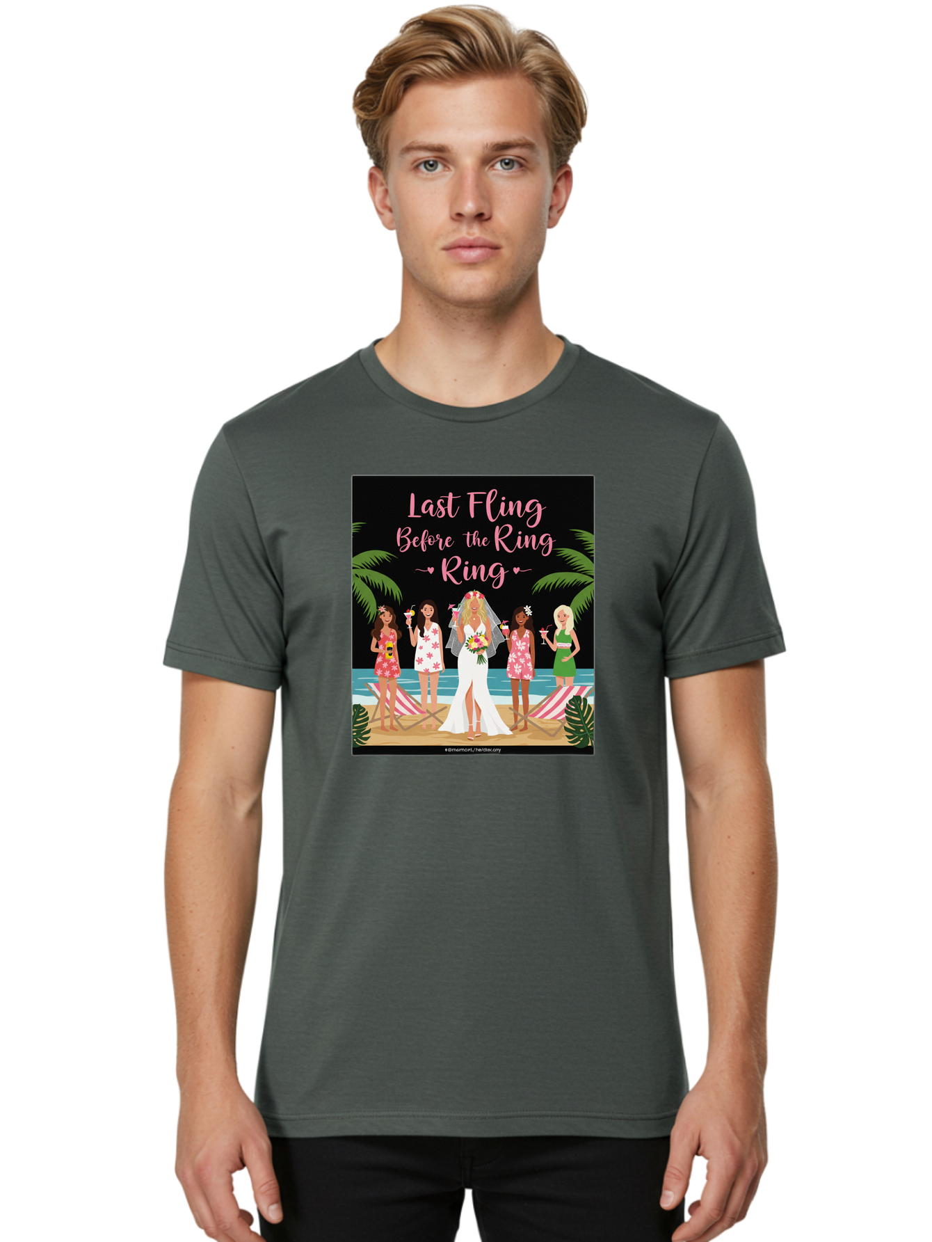 Last-Fling-Before-The-Ring Men'S Graphic Tee, 100% Cotton, Comfortable Casual Summer Wear, Machine Washable, Bride To Be, Bachelorette Party, Beach Vacation, Girls Trip, Tropical Getaway, Celebration, Hen Party, Wedding, Baa912