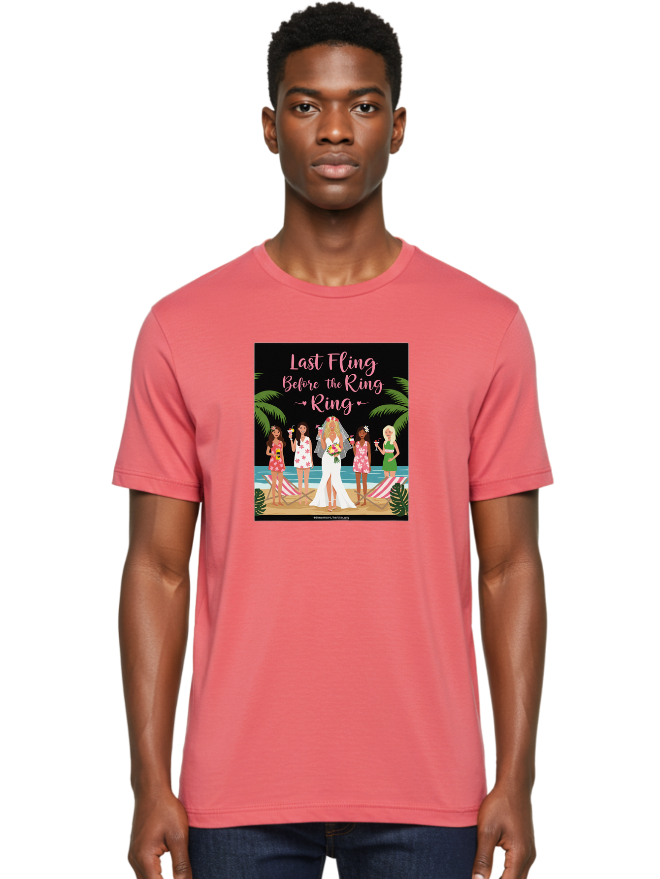 Last-Fling-Before-The-Ring Men'S Graphic Tee, 100% Cotton, Comfortable Casual Summer Wear, Machine Washable, Bride To Be, Bachelorette Party, Beach Vacation, Girls Trip, Tropical Getaway, Celebration, Hen Party, Wedding, Baa912