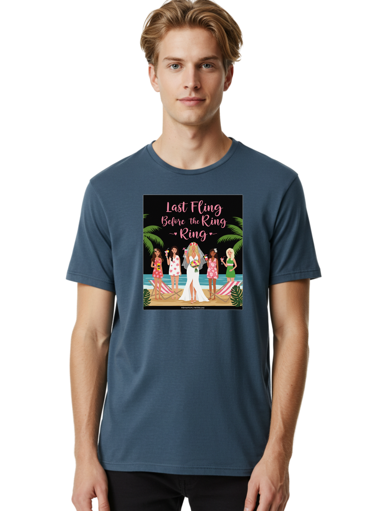 Last-Fling-Before-The-Ring Men'S Graphic Tee, 100% Cotton, Comfortable Casual Summer Wear, Machine Washable, Bride To Be, Bachelorette Party, Beach Vacation, Girls Trip, Tropical Getaway, Celebration, Hen Party, Wedding, Baa912