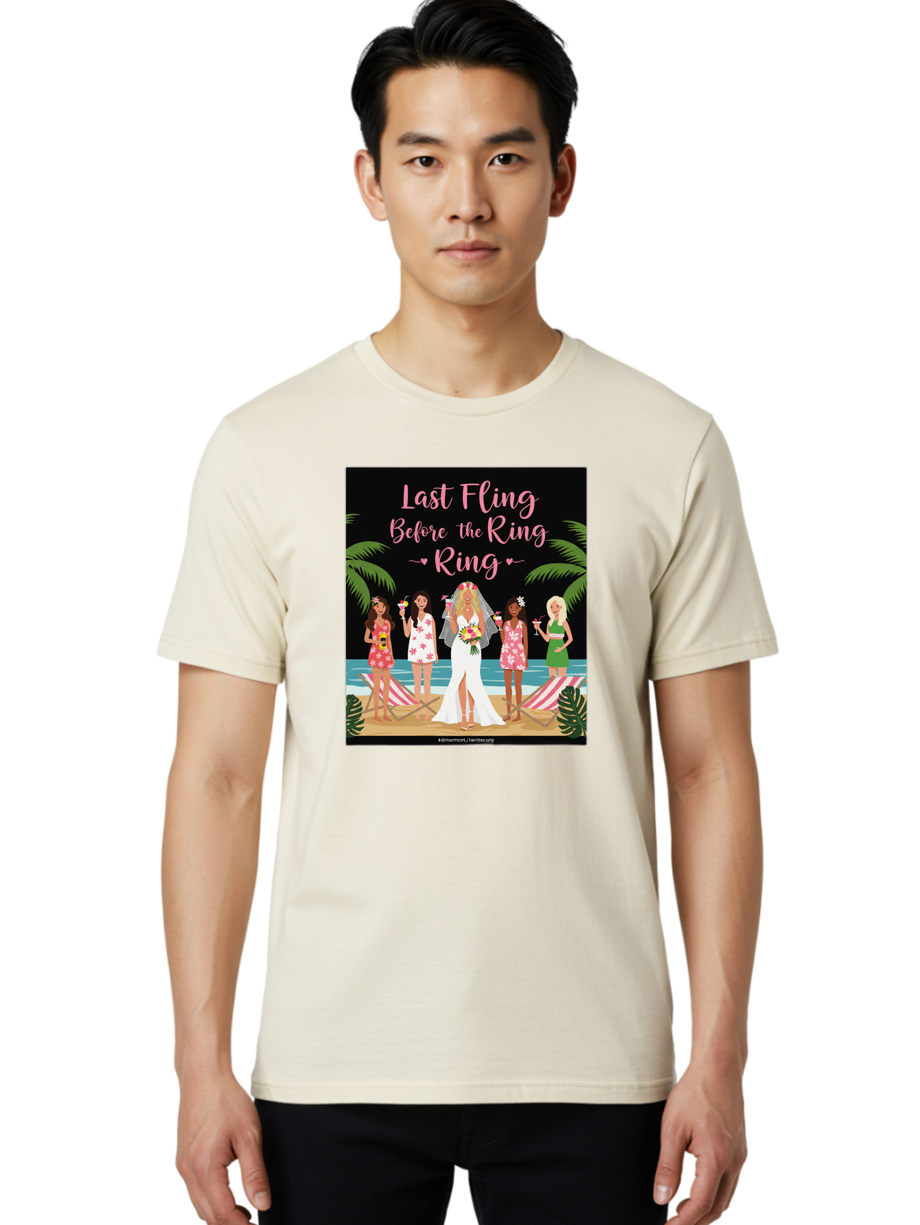 Last-Fling-Before-The-Ring Men'S Graphic Tee, 100% Cotton, Comfortable Casual Summer Wear, Machine Washable, Bride To Be, Bachelorette Party, Beach Vacation, Girls Trip, Tropical Getaway, Celebration, Hen Party, Wedding, Baa912