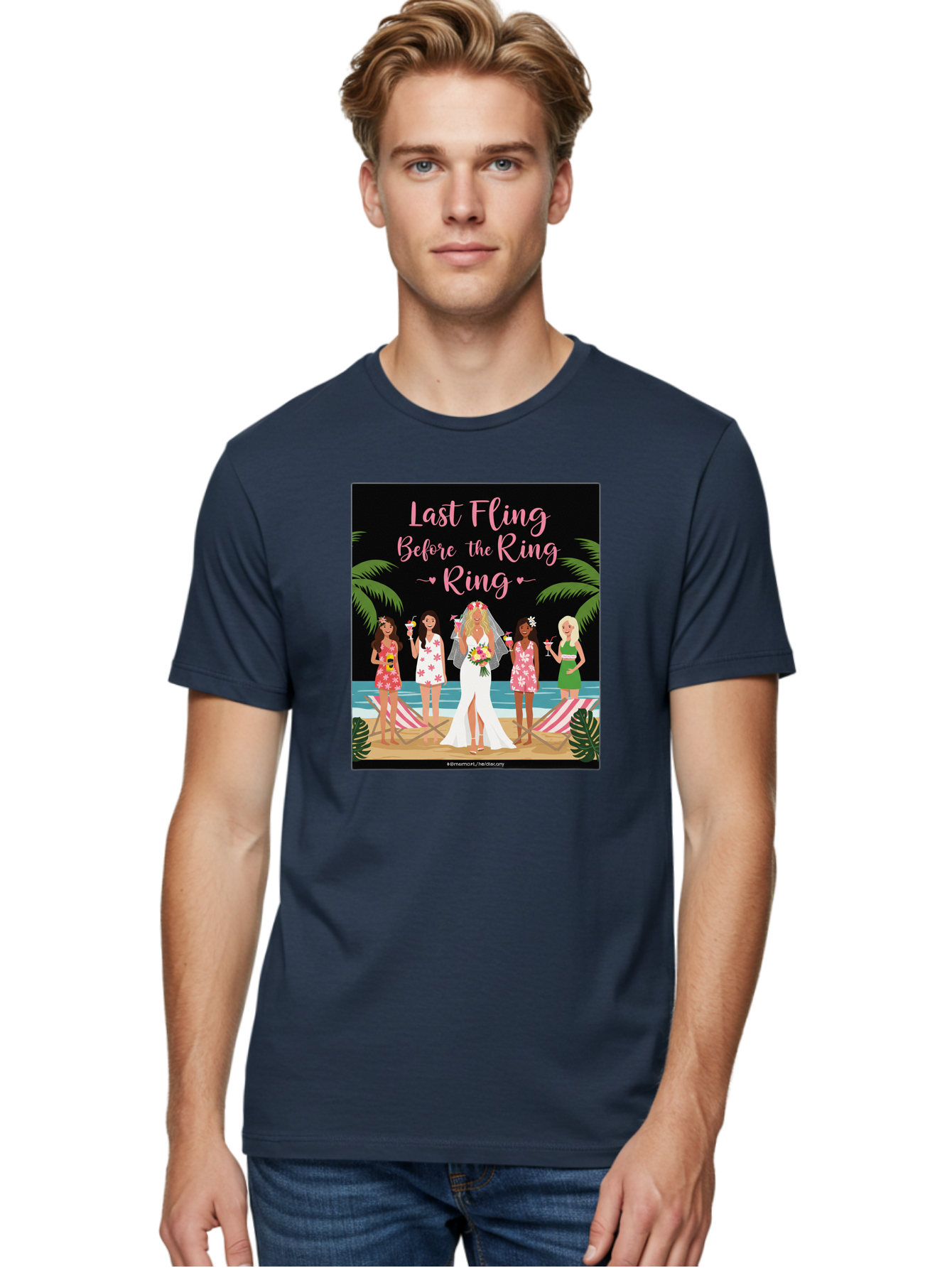 Last-Fling-Before-The-Ring Men'S Graphic Tee, 100% Cotton, Comfortable Casual Summer Wear, Machine Washable, Bride To Be, Bachelorette Party, Beach Vacation, Girls Trip, Tropical Getaway, Celebration, Hen Party, Wedding, Baa912