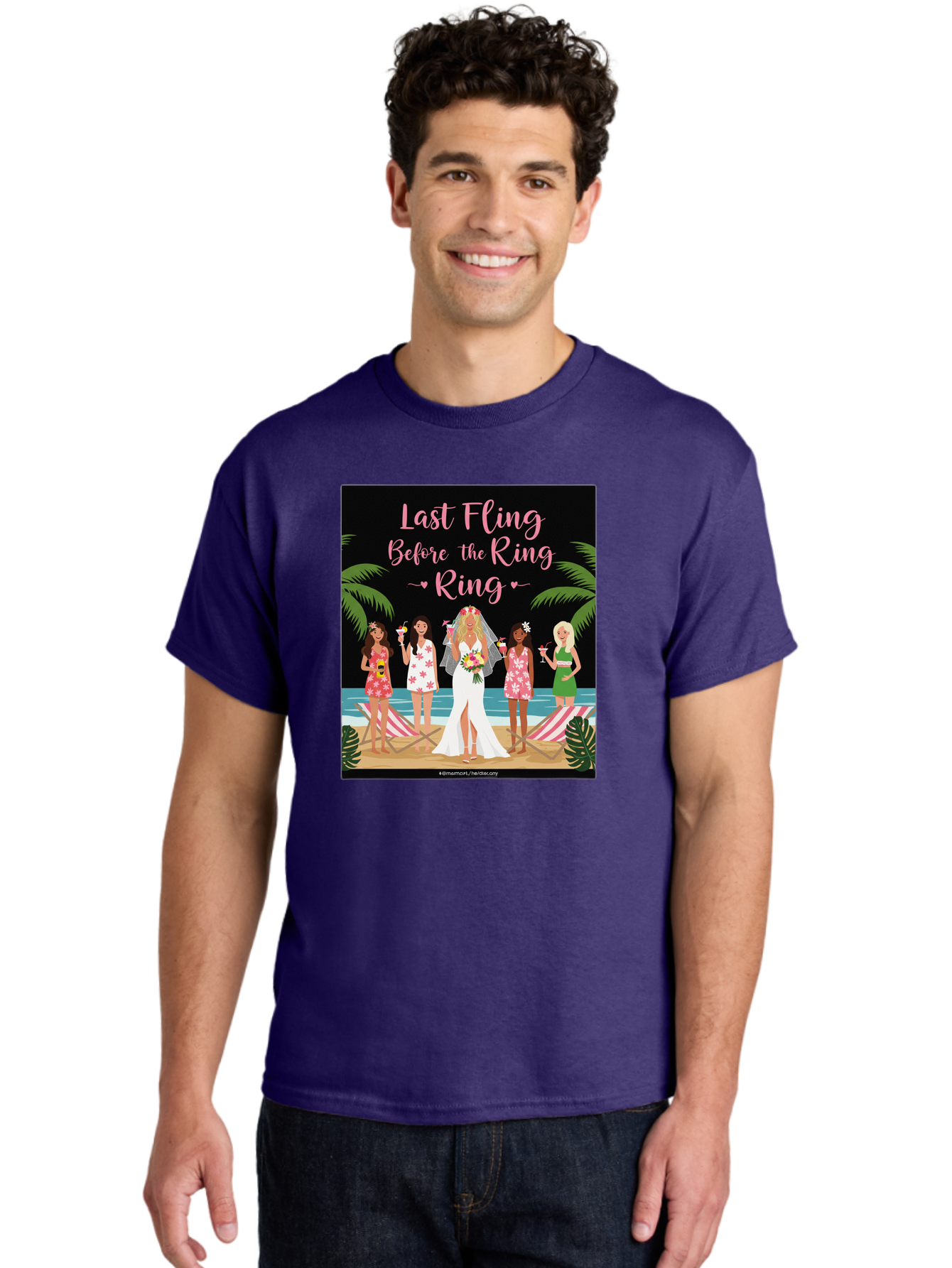 Last-Fling-Before-The-Ring Men'S Graphic Tee, 100% Cotton, Comfortable Casual Summer Wear, Machine Washable, Bride To Be, Bachelorette Party, Beach Vacation, Girls Trip, Tropical Getaway, Celebration, Hen Party, Wedding, Baa912