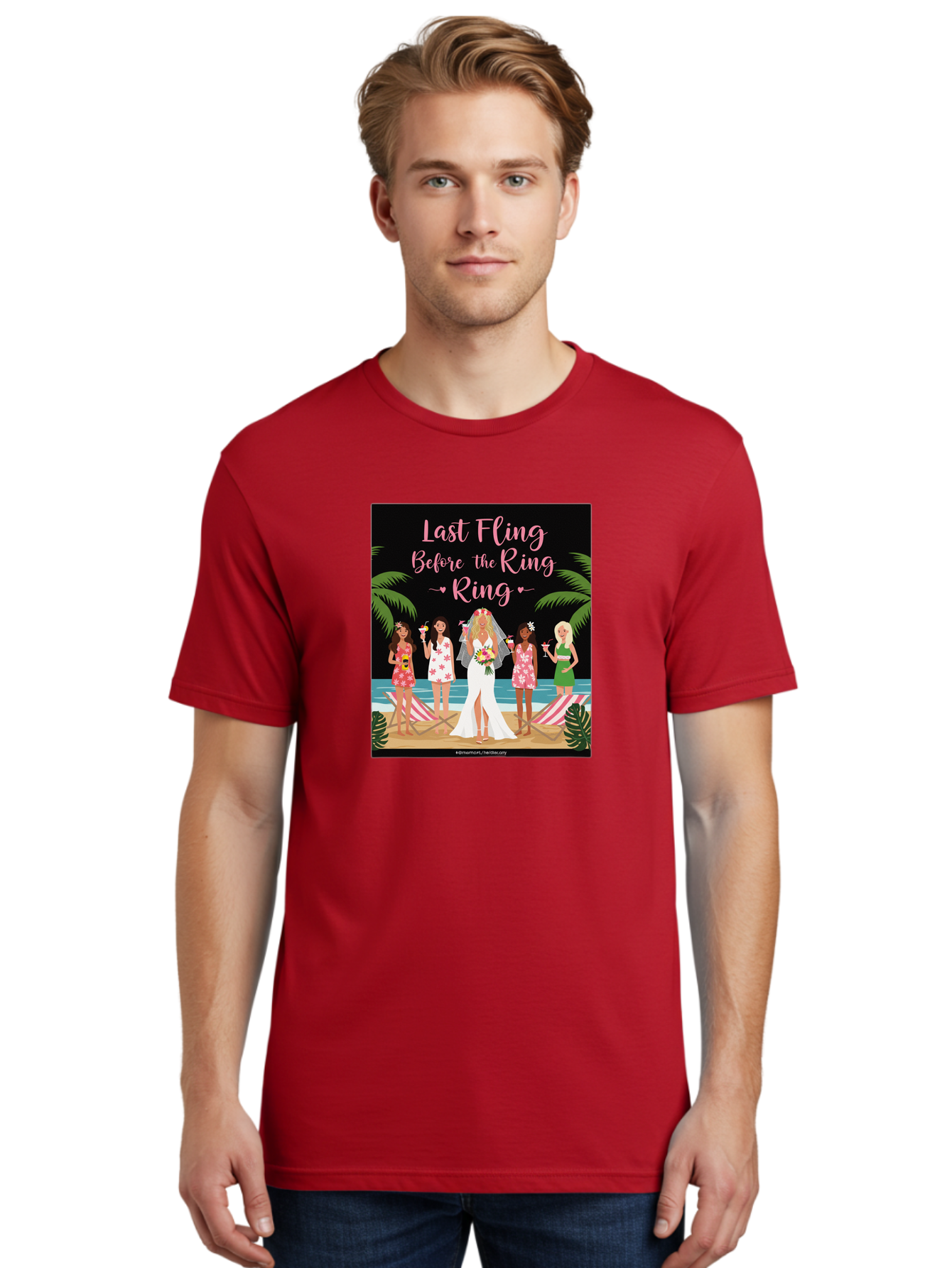 Last-Fling-Before-The-Ring Men'S Graphic Tee, 100% Cotton, Comfortable Casual Summer Wear, Machine Washable, Bride To Be, Bachelorette Party, Beach Vacation, Girls Trip, Tropical Getaway, Celebration, Hen Party, Wedding, Baa912