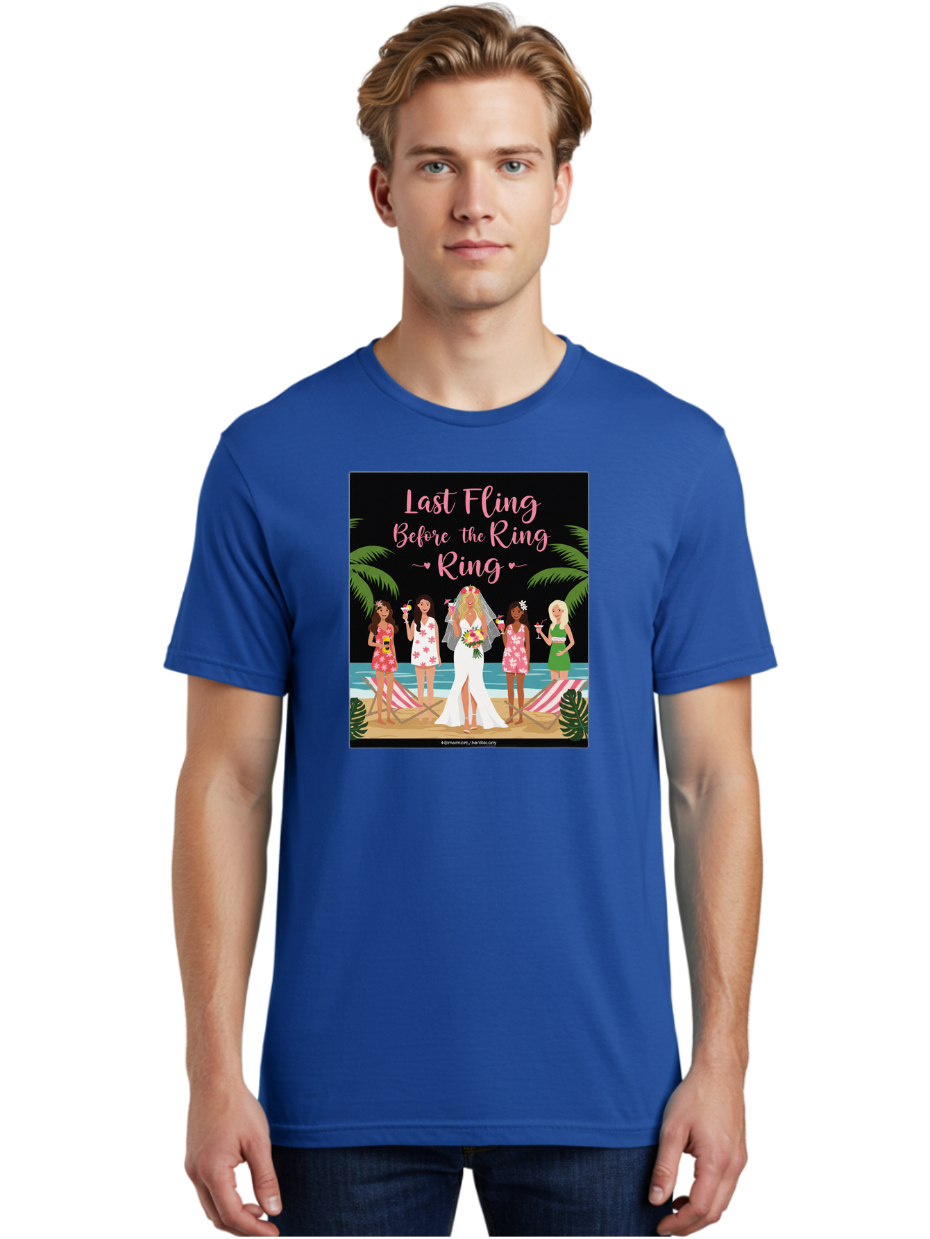 Last-Fling-Before-The-Ring Men'S Graphic Tee, 100% Cotton, Comfortable Casual Summer Wear, Machine Washable, Bride To Be, Bachelorette Party, Beach Vacation, Girls Trip, Tropical Getaway, Celebration, Hen Party, Wedding, Baa912