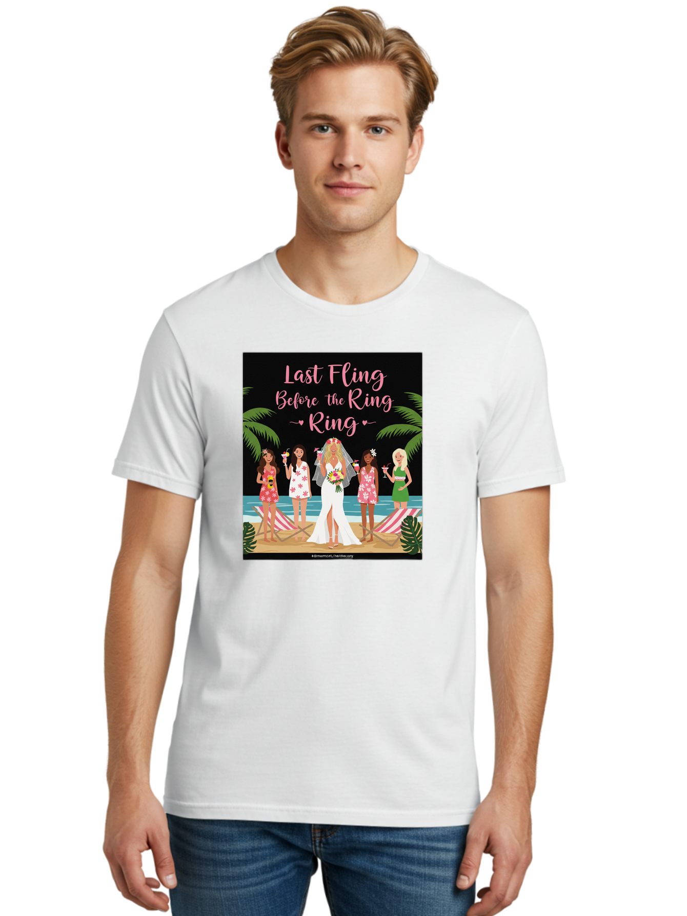 Last-Fling-Before-The-Ring Men'S Graphic Tee, 100% Cotton, Comfortable Casual Summer Wear, Machine Washable, Bride To Be, Bachelorette Party, Beach Vacation, Girls Trip, Tropical Getaway, Celebration, Hen Party, Wedding, Baa912