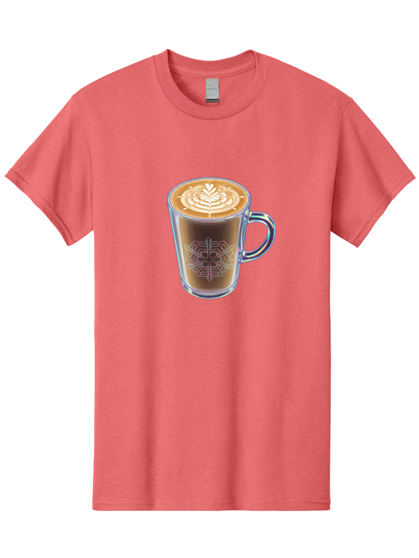 Latte-Art-Coffee Men'S Graphic Tee, 100% Cotton, Comfortable Casual Summer Wear, Machine Washable, Latte Art, Coffee Design, Coffee Cup, Leaf Pattern, Frothy Coffee, Coffee Drink, Gourmet Coffee, Artistic Coffee Baa913