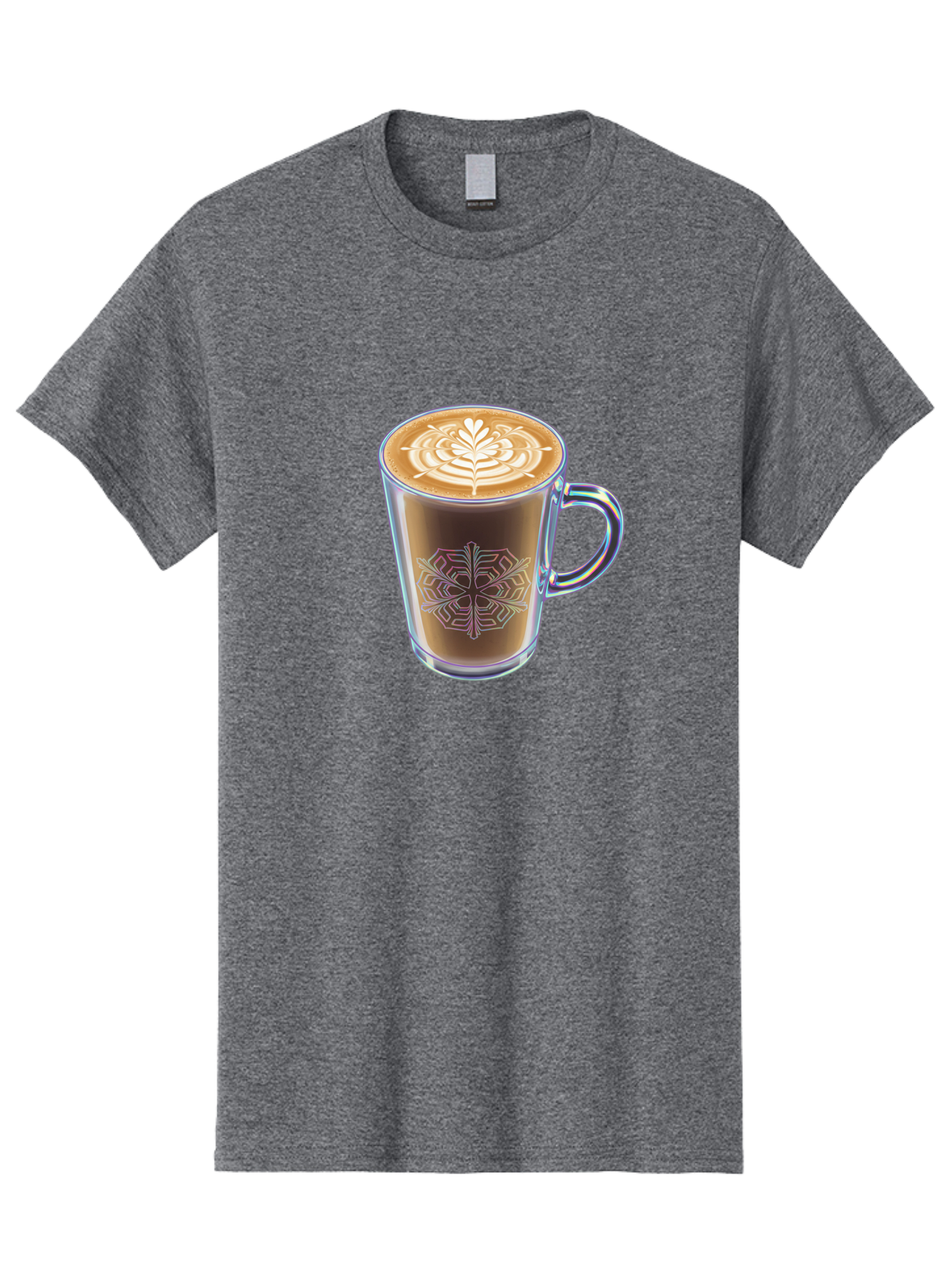 Latte-Art-Coffee Men'S Graphic Tee, 100% Cotton, Comfortable Casual Summer Wear, Machine Washable, Latte Art, Coffee Design, Coffee Cup, Leaf Pattern, Frothy Coffee, Coffee Drink, Gourmet Coffee, Artistic Coffee Baa913