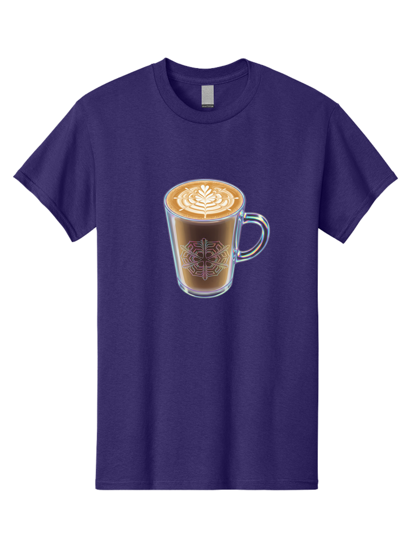 Latte-Art-Coffee Men'S Graphic Tee, 100% Cotton, Comfortable Casual Summer Wear, Machine Washable, Latte Art, Coffee Design, Coffee Cup, Leaf Pattern, Frothy Coffee, Coffee Drink, Gourmet Coffee, Artistic Coffee Baa913